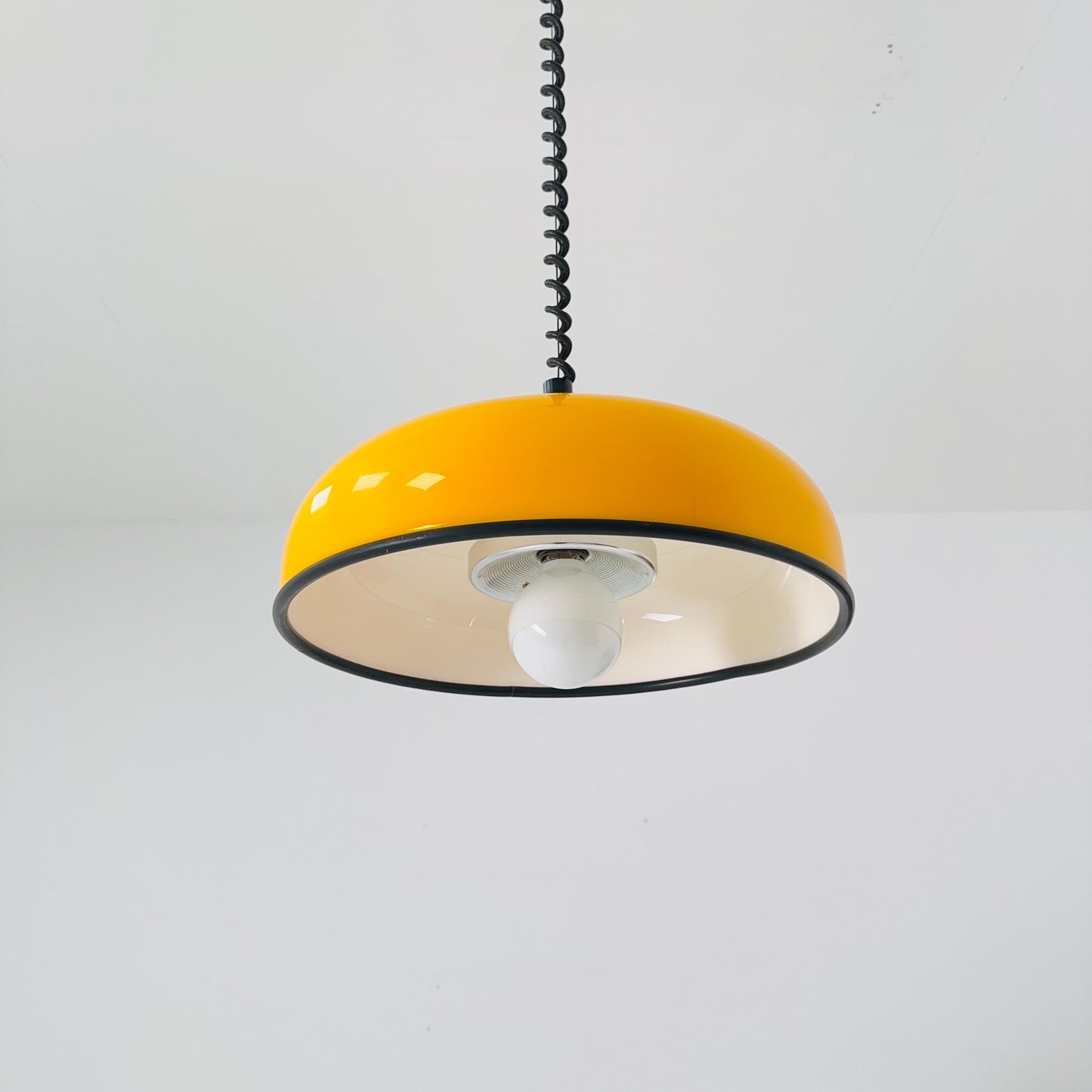 Mid century Spaceage Donuts orange adjustable pendant lamp Italy 1980s