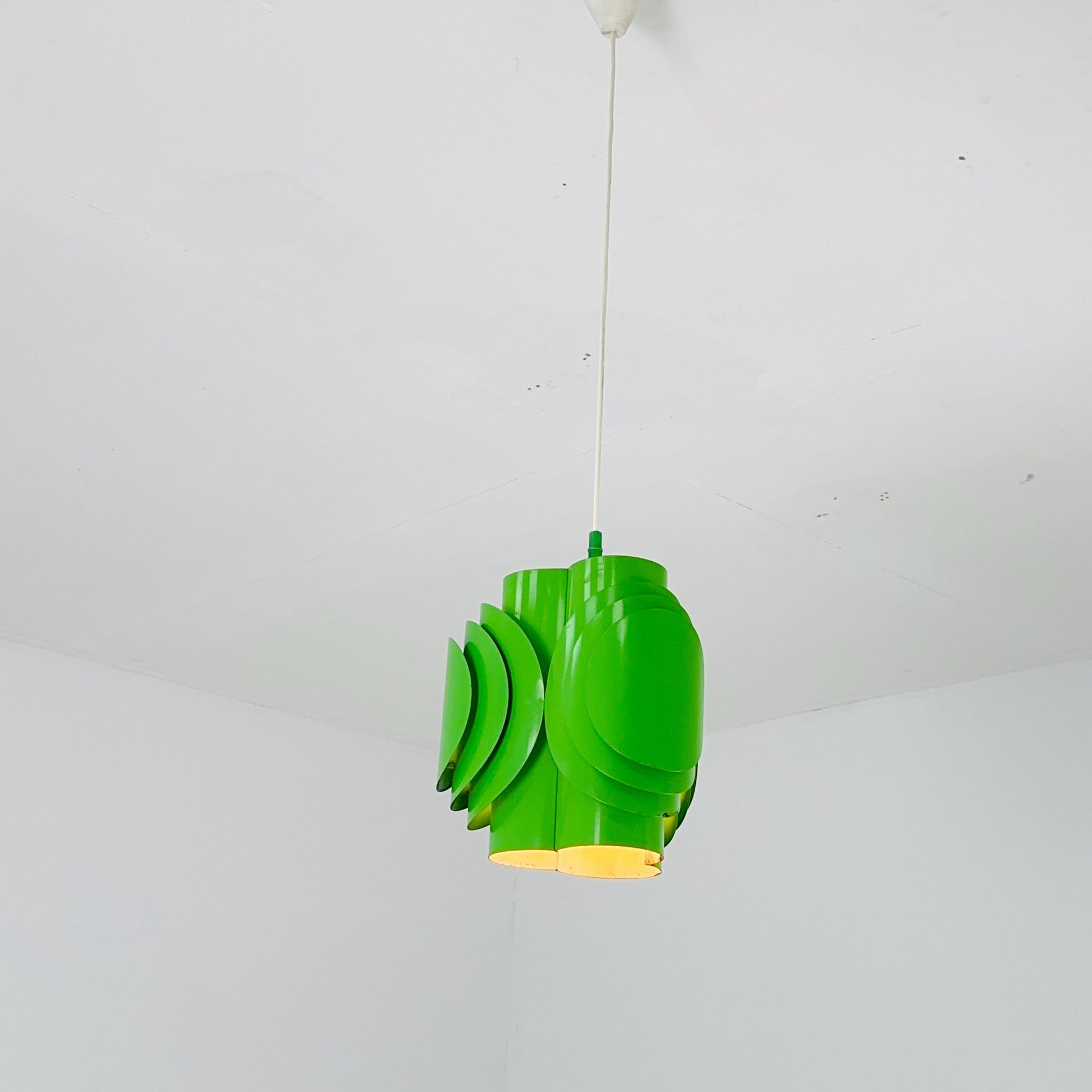 Mid-Century Danish Metal Pendant Green Lamp by Lyfa / Kay Korbing – Fog & Mørup, Denmark 1970s