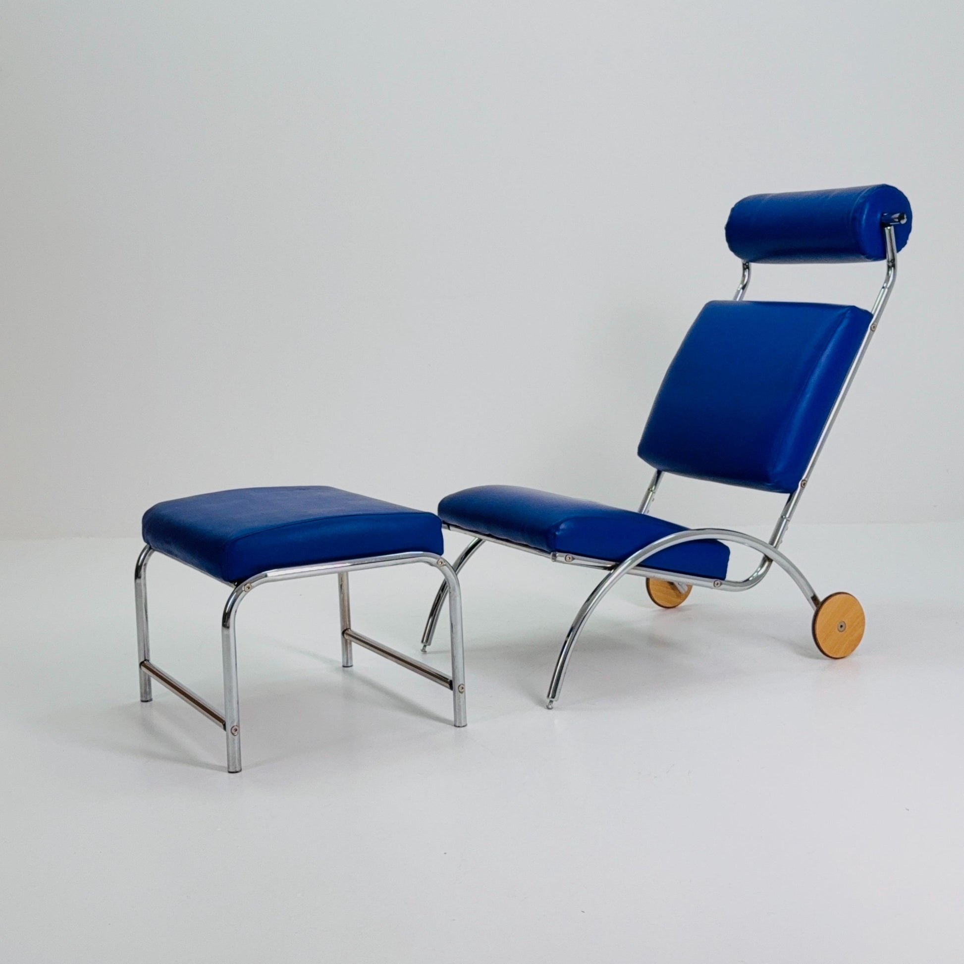 Mid-Century Bauhaus Peter Maly Lounge Chair & Ottoman, Germany 1980s