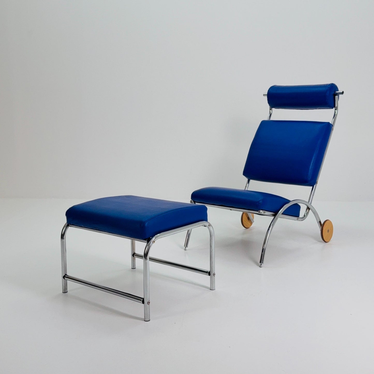 Mid-Century Bauhaus Peter Maly Lounge Chair & Ottoman, Germany 1980s