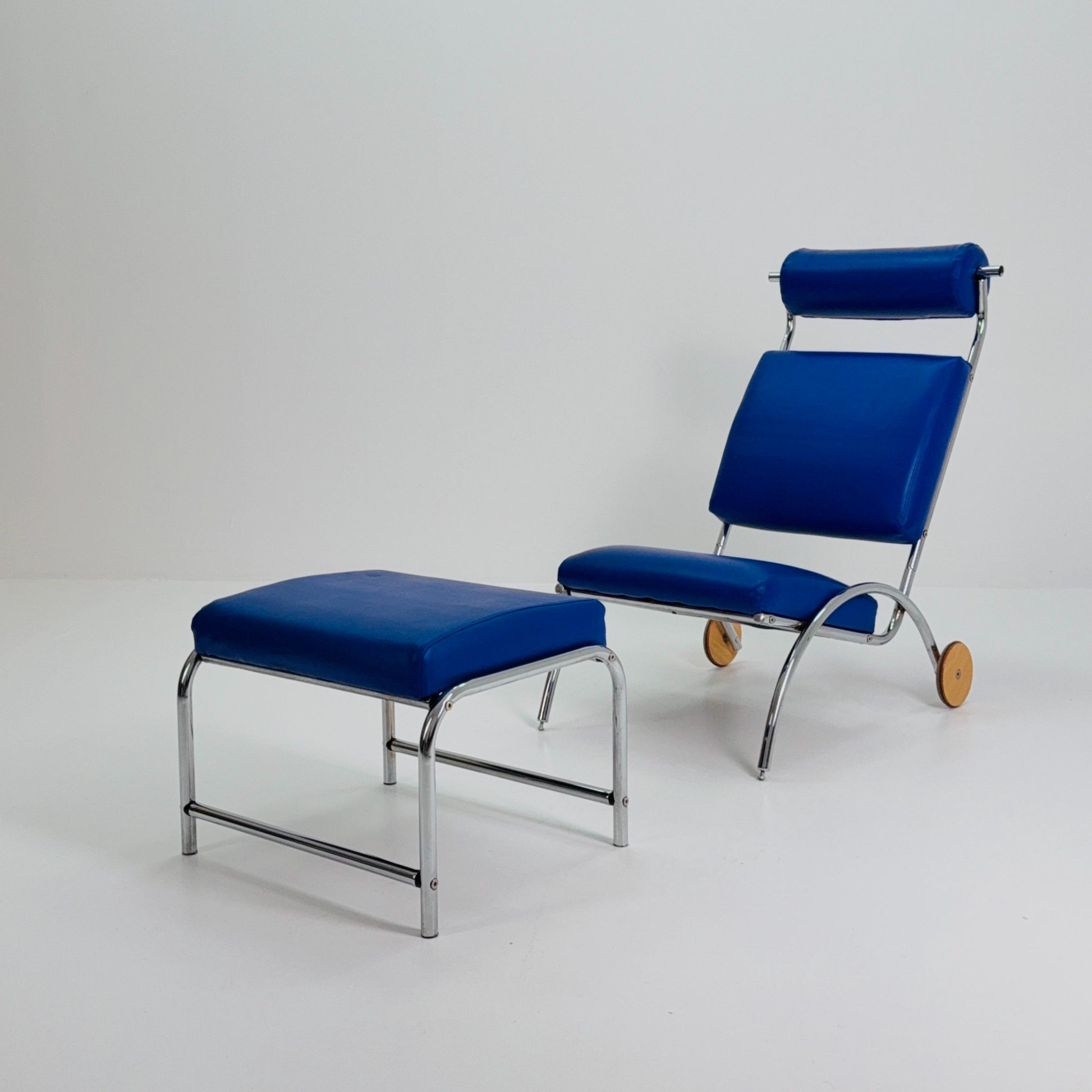 Mid-Century Bauhaus Peter Maly Lounge Chair & Ottoman, Germany 1980s