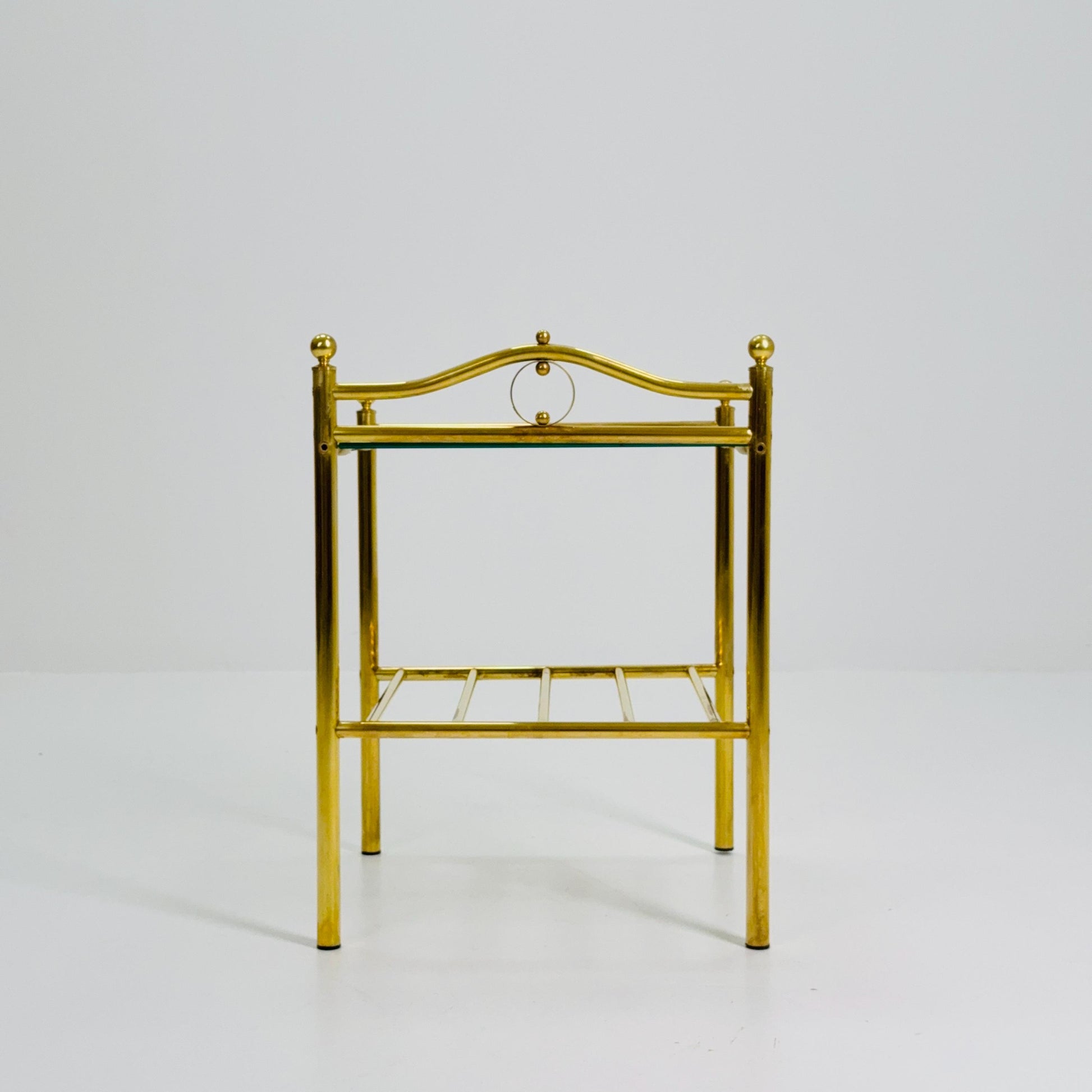 1 of 2 Mid-Century Hollywood Regency Brass Side Table/ nightstand by Messing Finland – 1980s