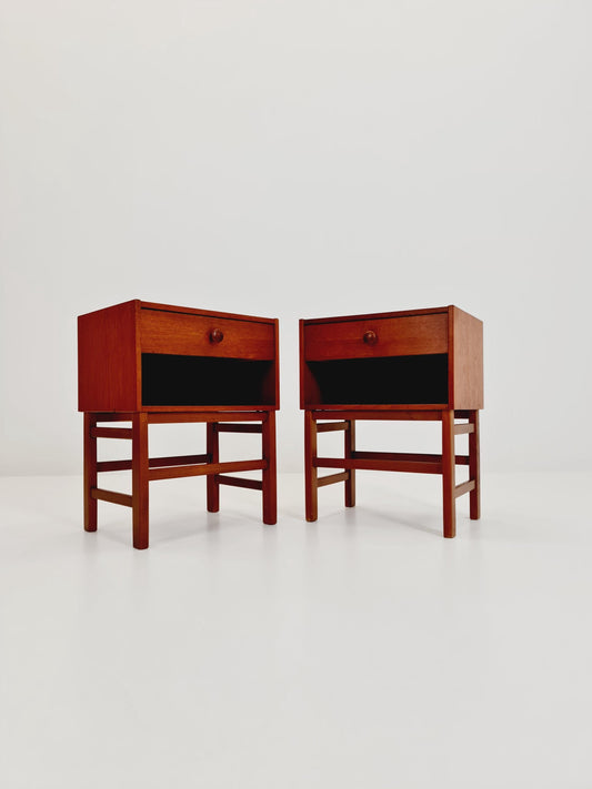 Rare Danish MidCentury teak nightstands / bedside tables, 1960s