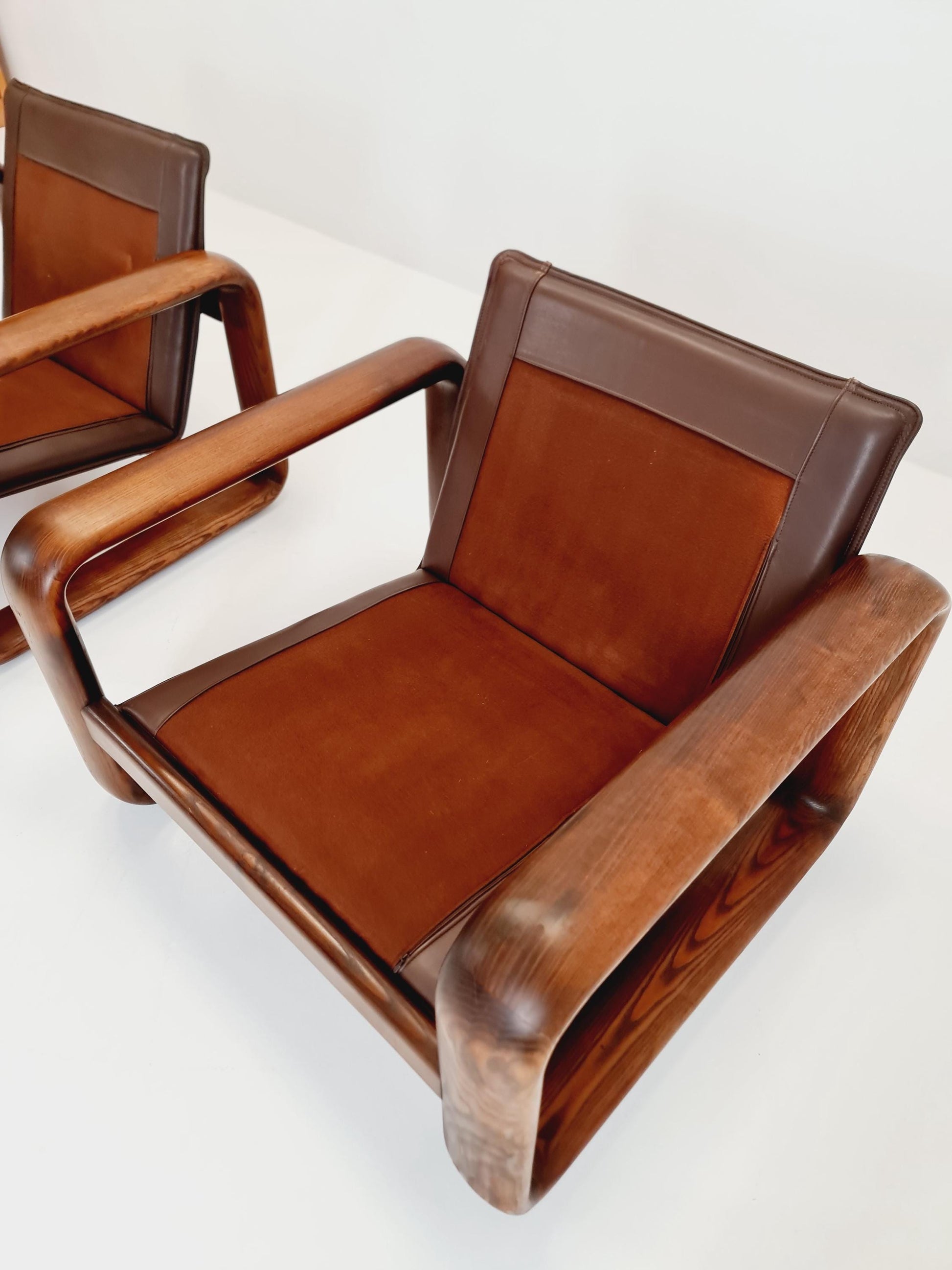 Rare Mid century German easy lounge chairs by Burkhard Vogtherr for Rosenthal 1970s , Set of 2