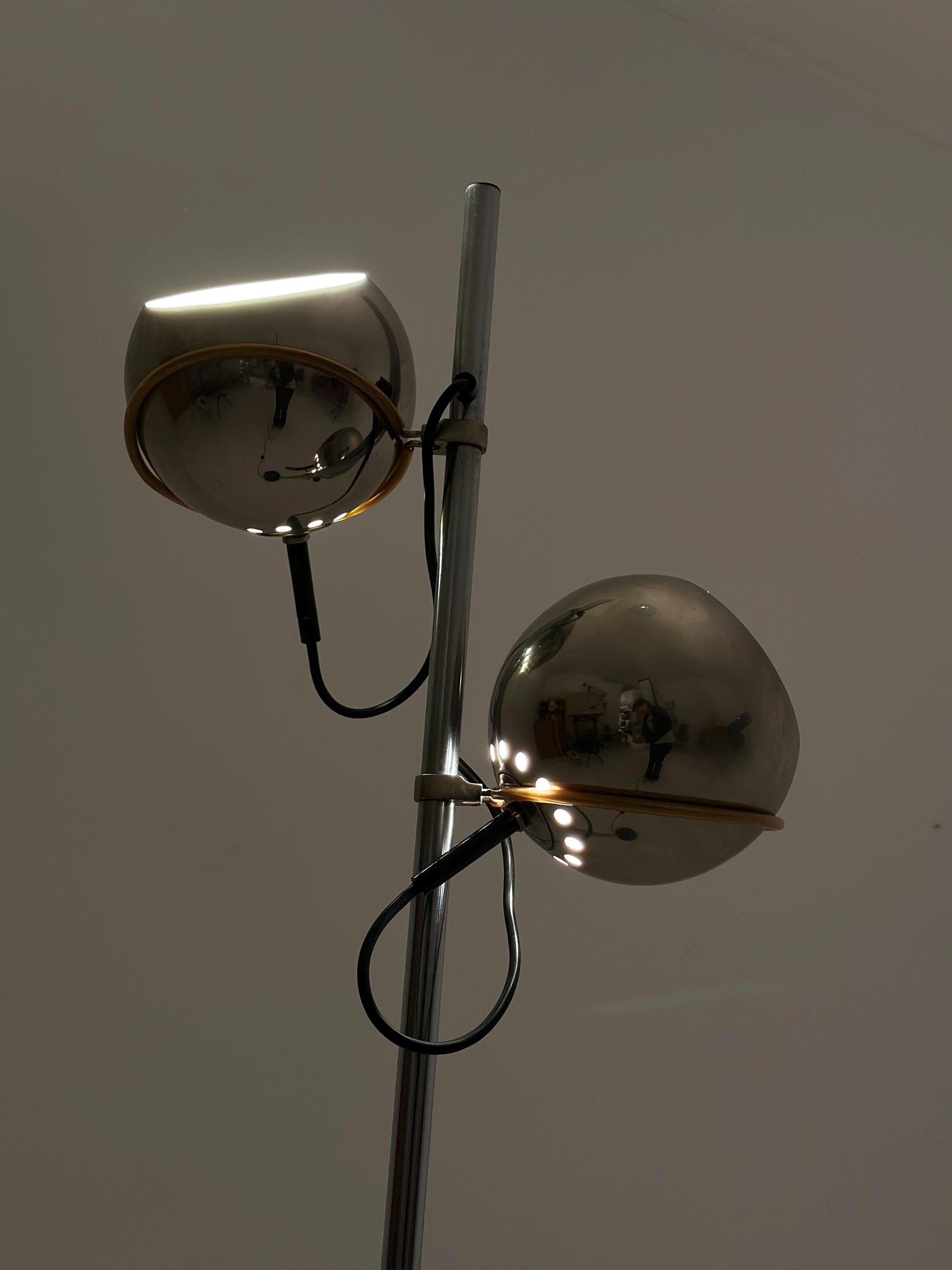 Space Age 2-Ball chrome floor lamp, Germany, 1970s