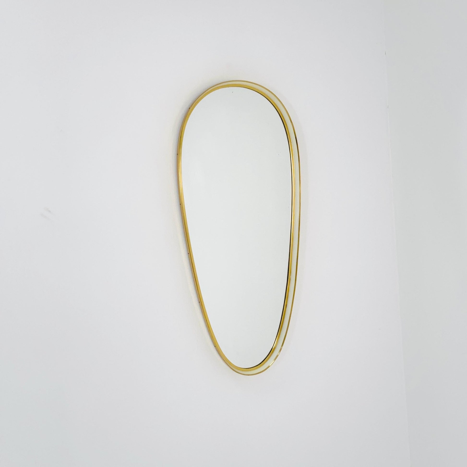 Huge Mid-Century Modern wall mirror with brass frame by Münchener Zierspiegel, 1950s
