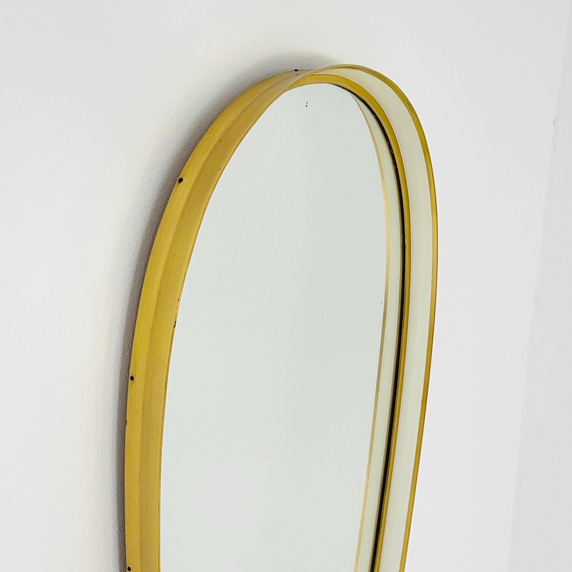 Huge Mid-Century Modern wall mirror with brass frame by Münchener Zierspiegel, 1950s