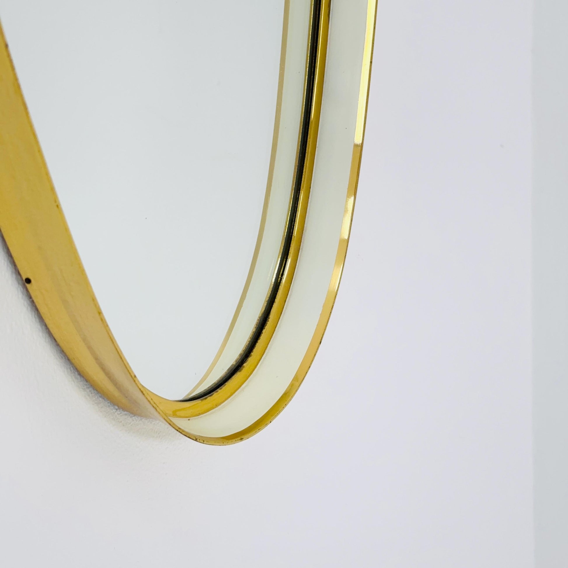 Huge Mid-Century Modern wall mirror with brass frame by Münchener Zierspiegel, 1950s