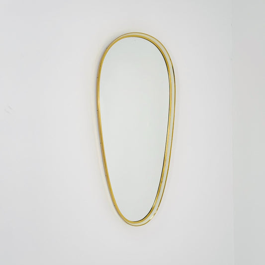 Large Mid-Century Modern wall mirror with brass frame by Münchener Zierspiegel, 1950s