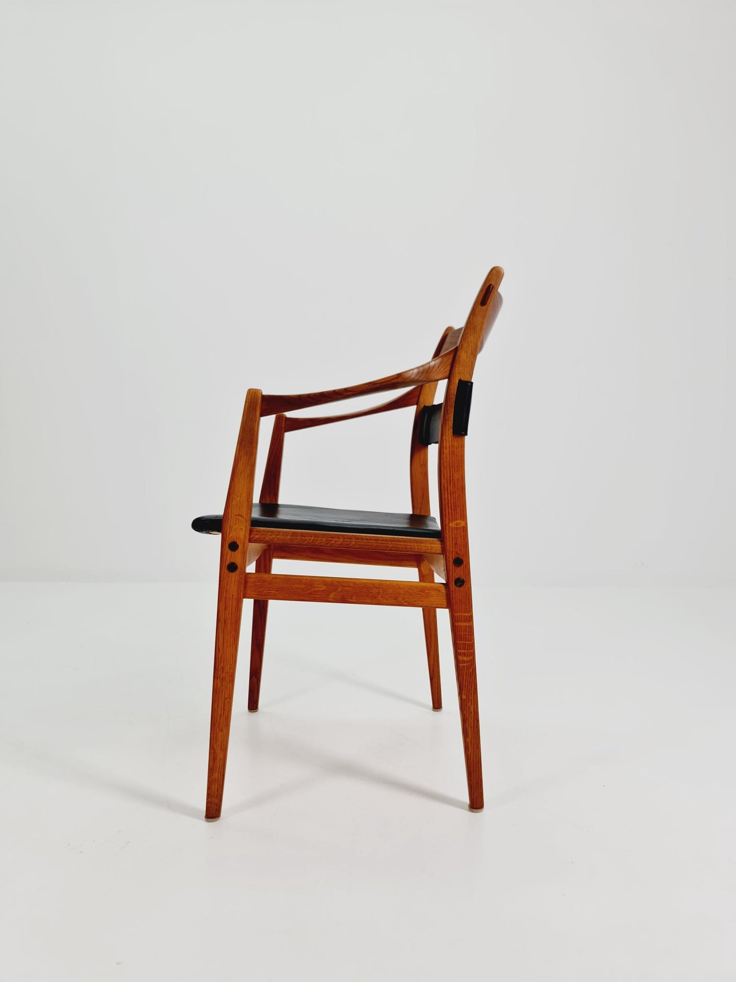 Super Rare Mid Century Swidish Oak and Leather Armchair By Yngve Ekström, 1960s