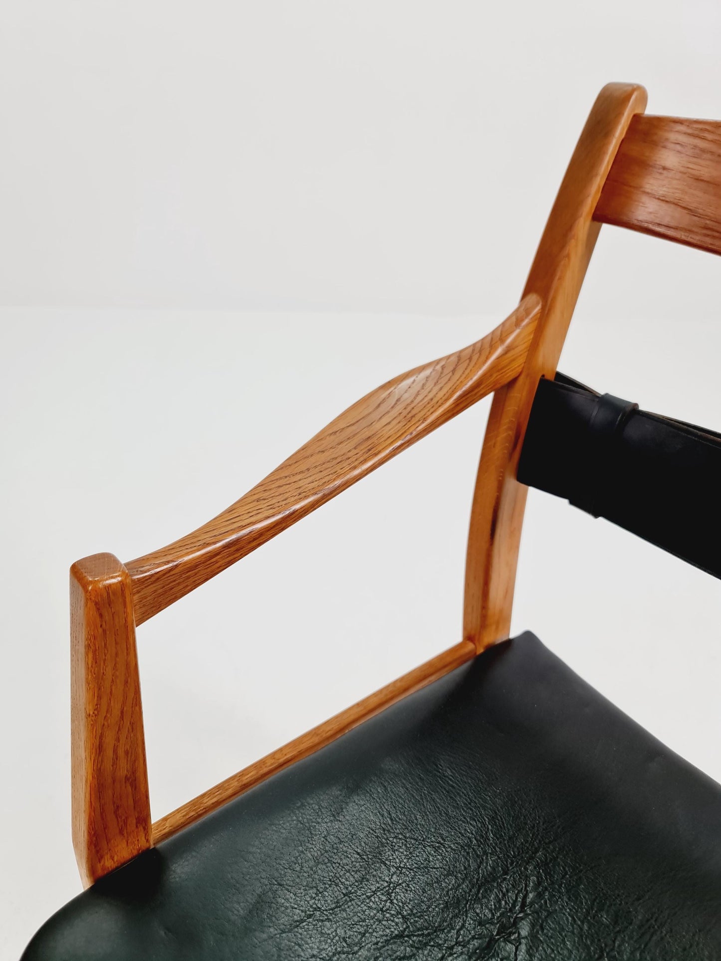 Super Rare Mid Century Swidish Oak and Leather Armchair By Yngve Ekström, 1960s