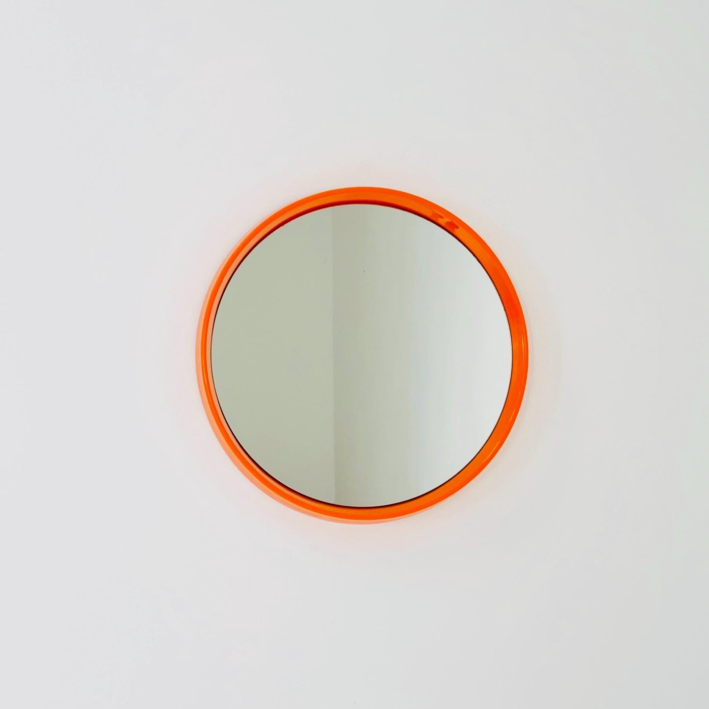 Space Age \Mid-Century orange Round wall Mirror , 1970s Germany