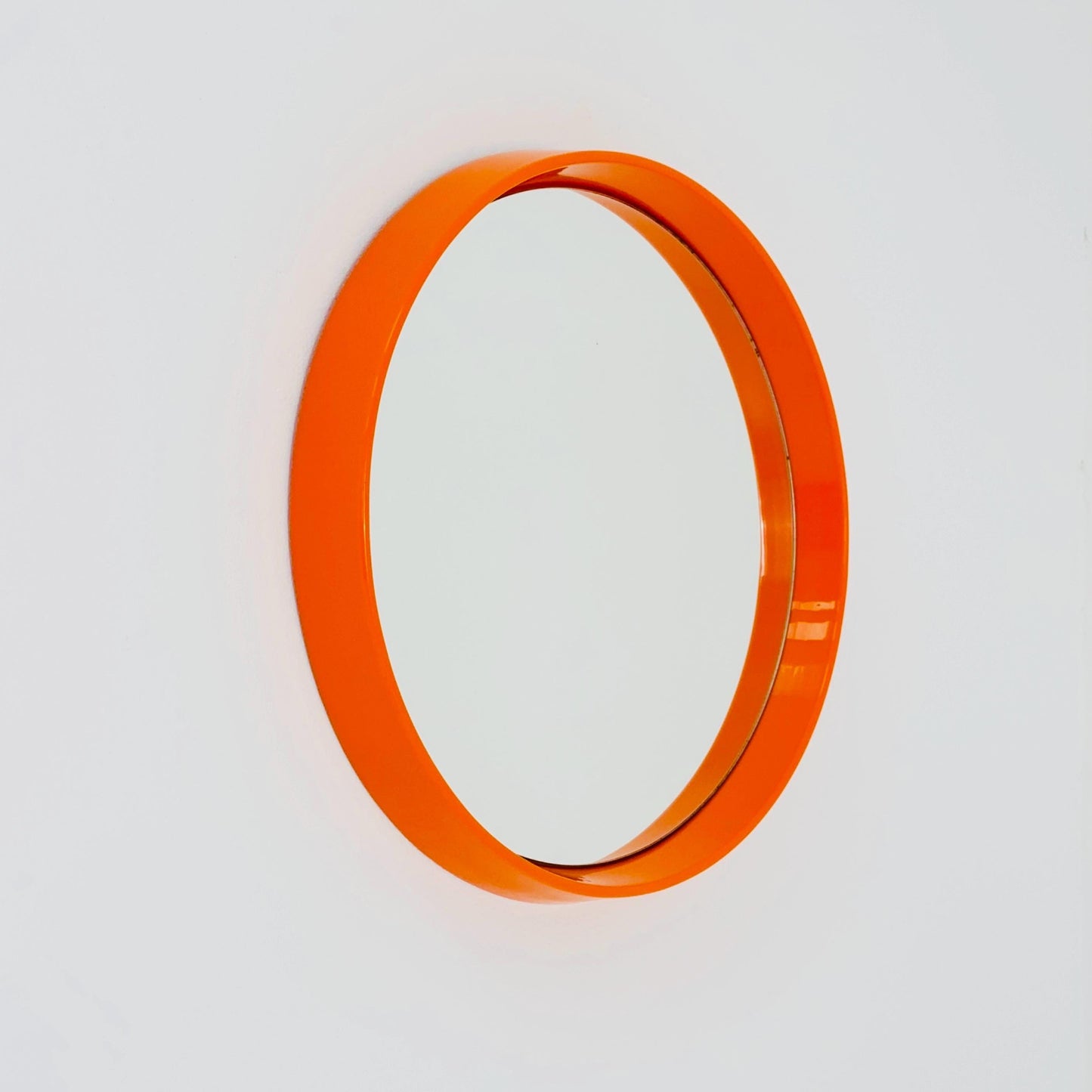 Space Age \Mid-Century orange Round wall Mirror , 1970s Germany