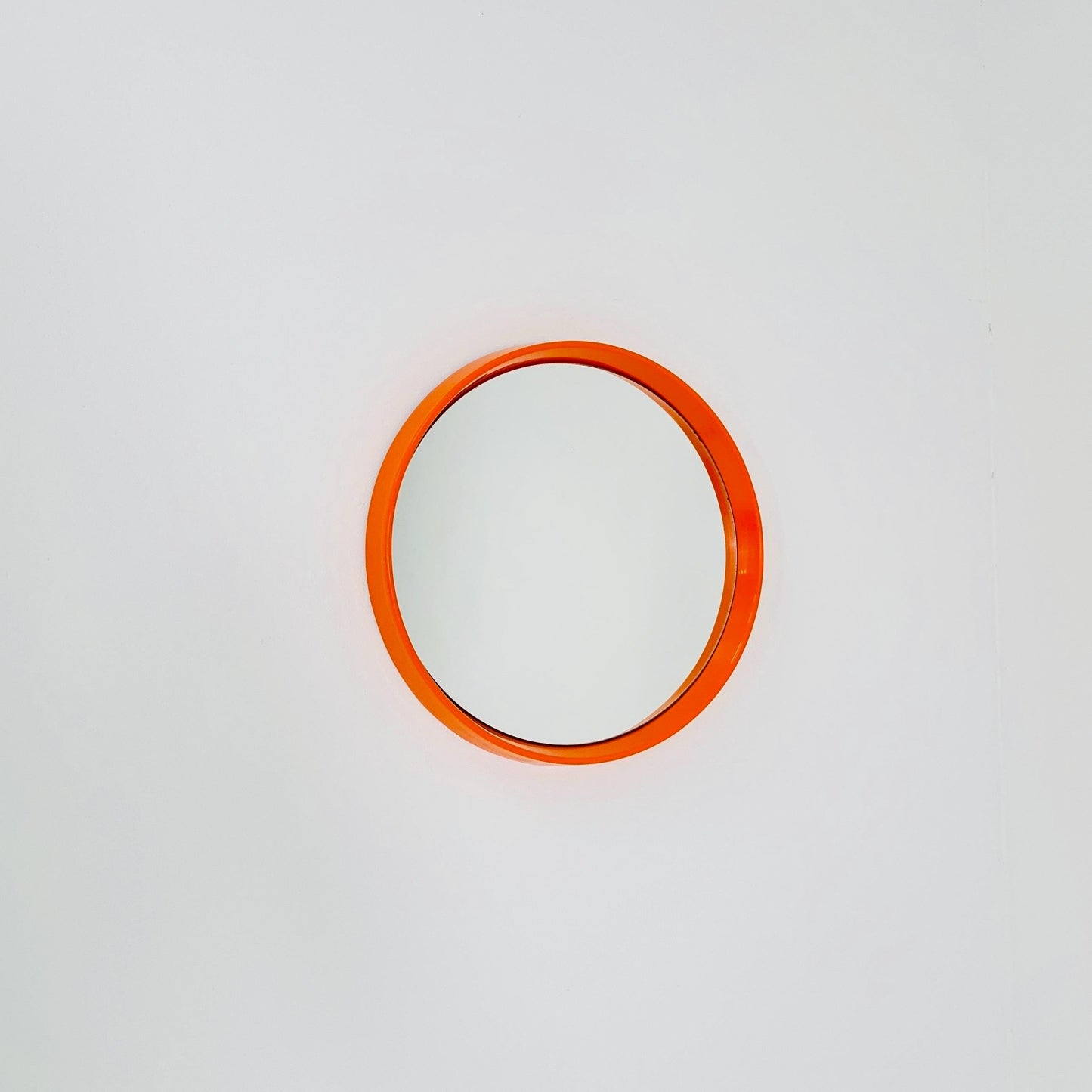 Space Age \Mid-Century orange Round wall Mirror , 1970s Germany