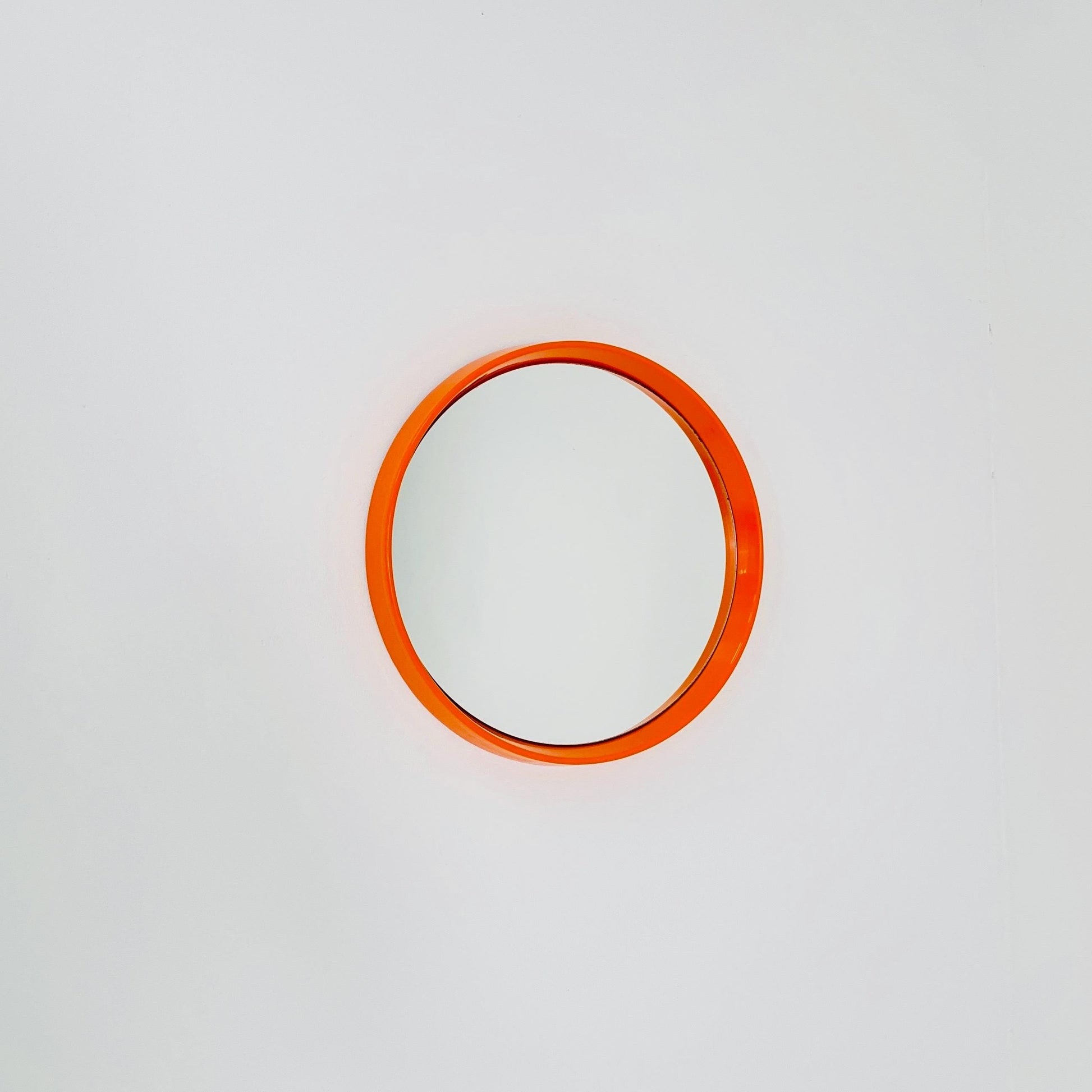 Space Age \Mid-Century orange Round wall Mirror , 1970s Germany