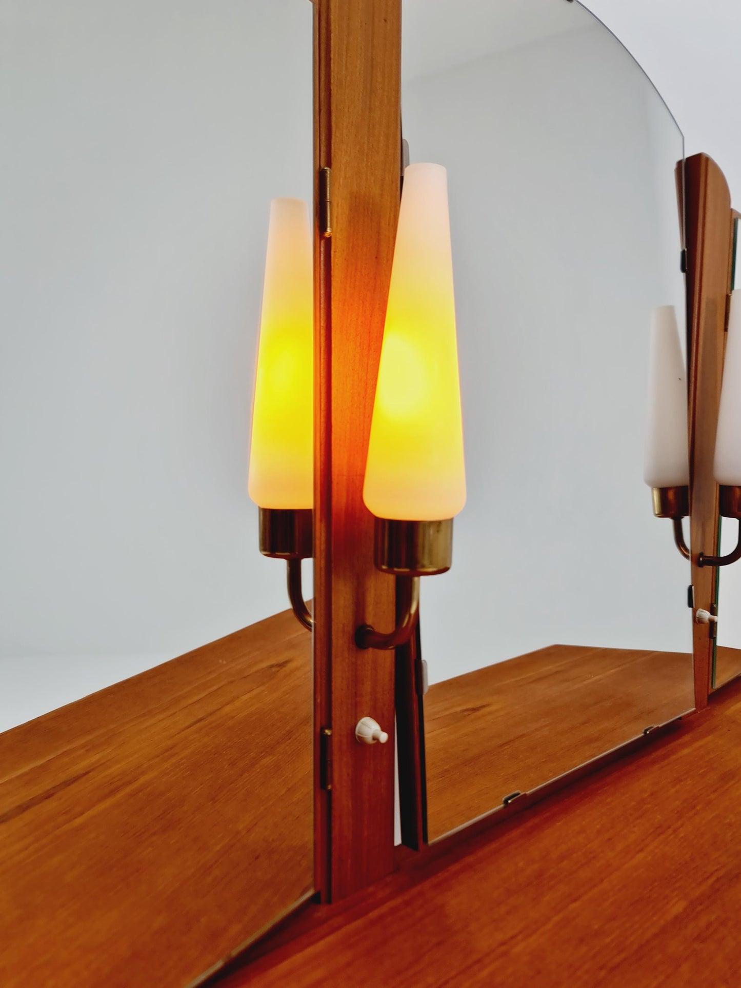 Mid Century Modern Danish Teak vanity table with stool make up table by Fröseke for AB nybrofabriken, 1960s