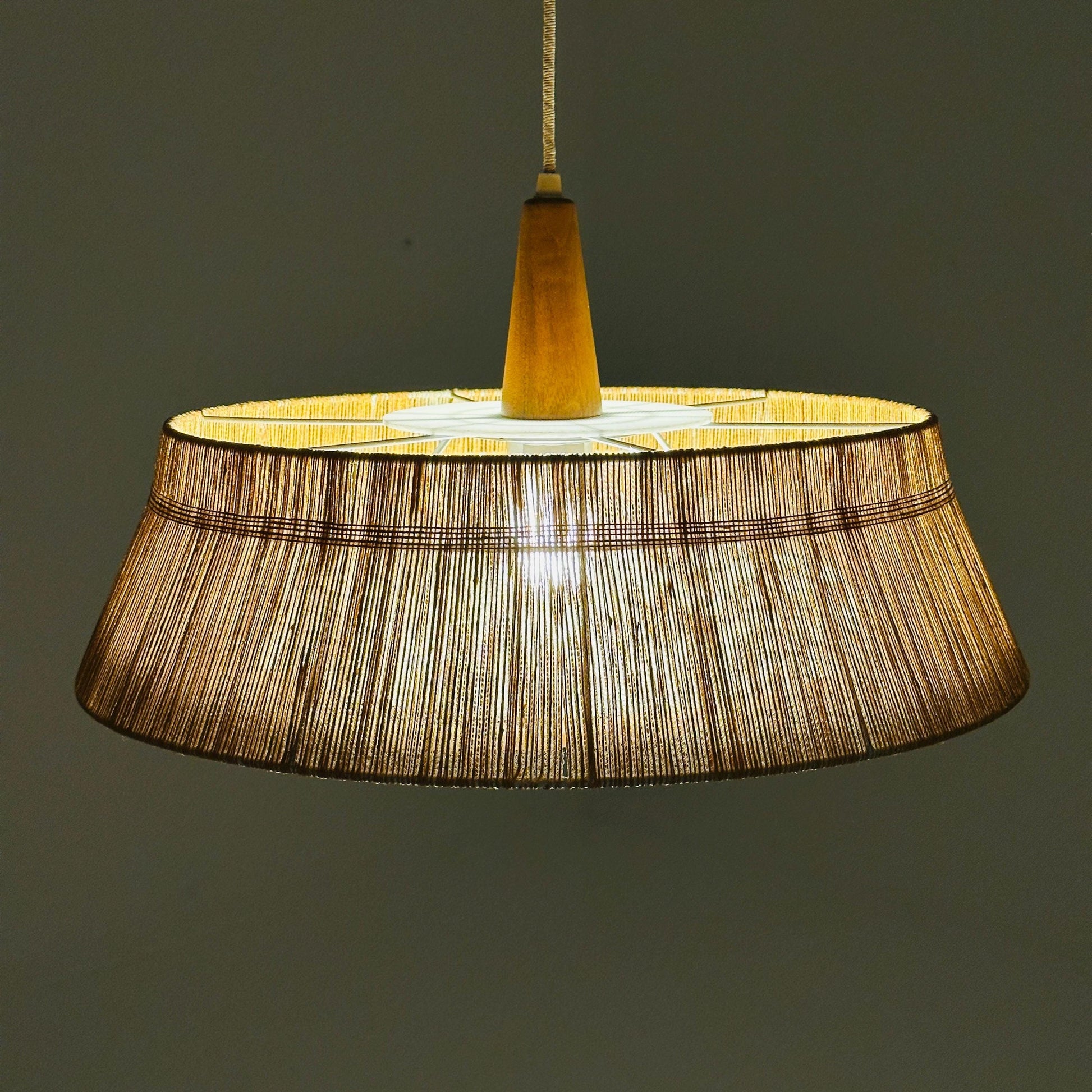 Mid century Pendant lamp sisal by Temde 1960s Germany