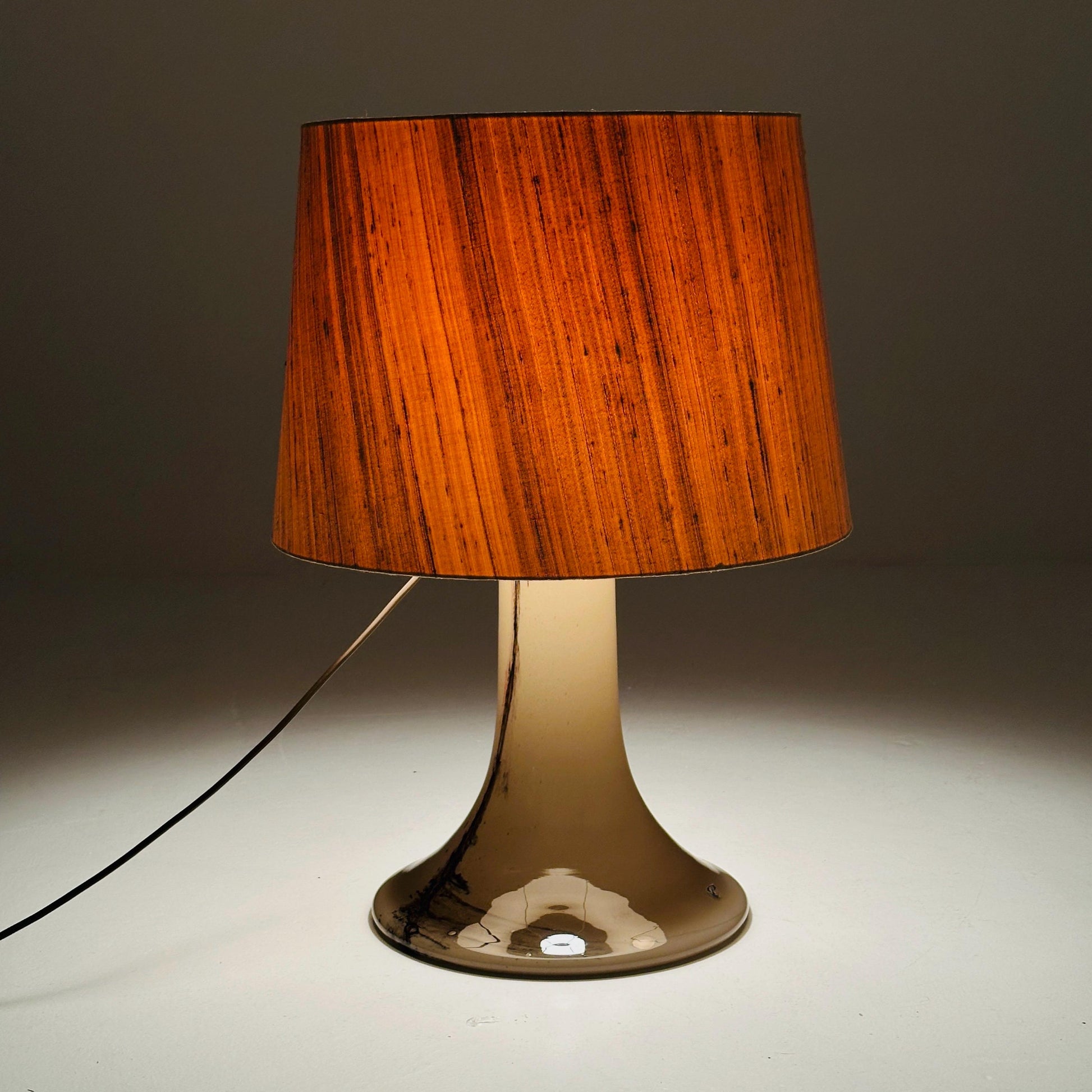 Mid-Century Murano Glass Buffet Lamp by Peill Putzler – Mouth-Blown Glass & Original Silk Shade, 1970s Germany
