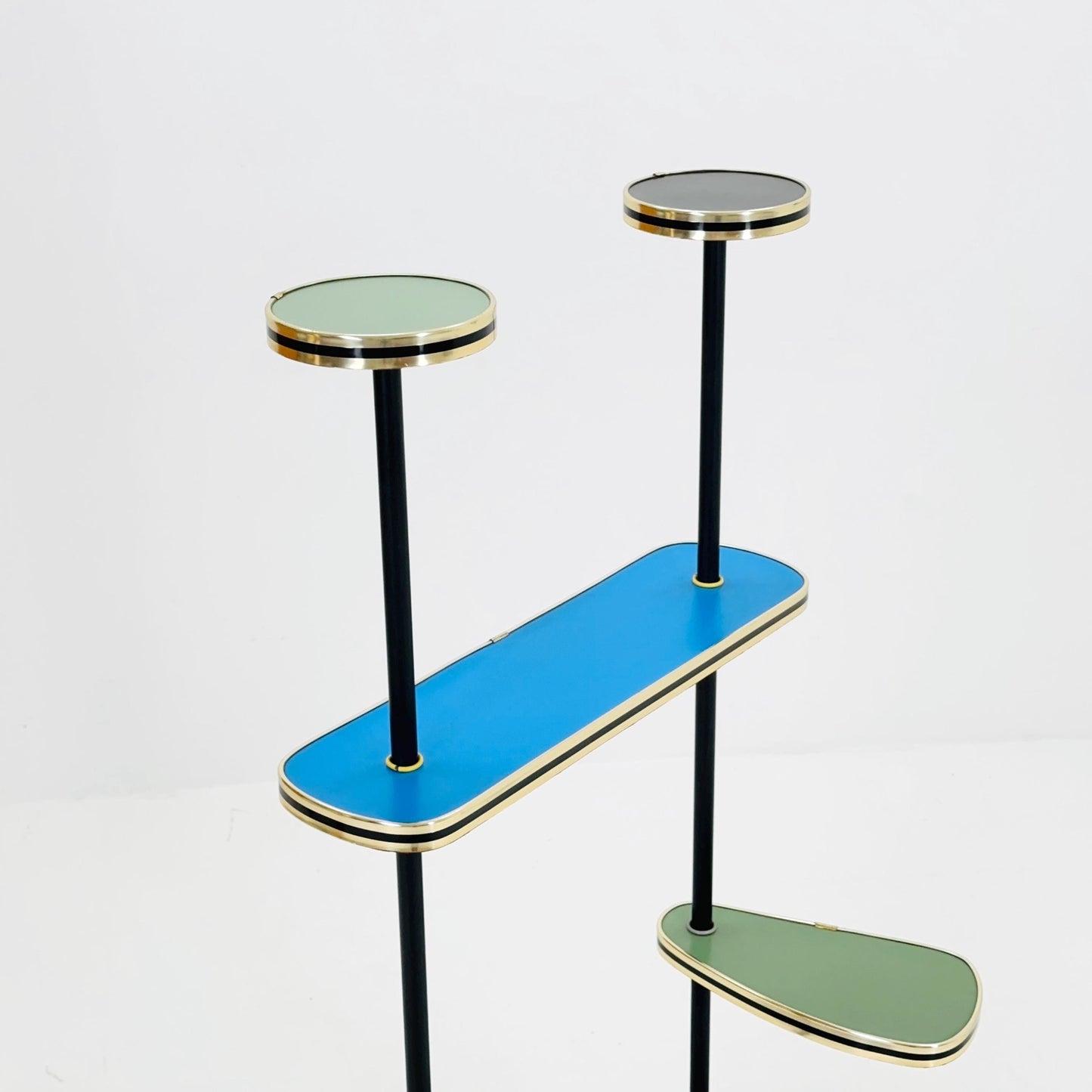 Rare Large German Plant Stand, Colorful Vintage Mid-Century Minimalist Indoor Plant Stand Side Table Retro flower table, 1950s Germany