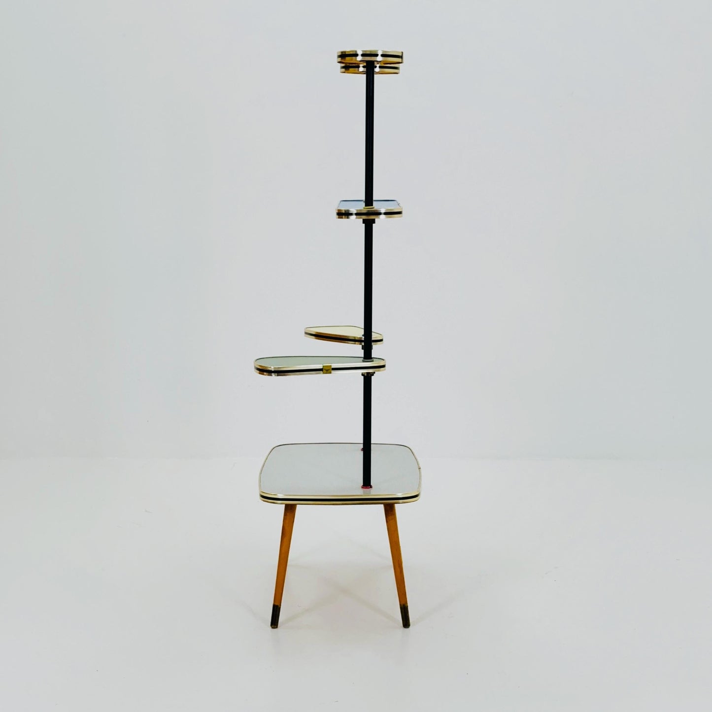 Rare Large German Plant Stand, Colorful Vintage Mid-Century Minimalist Indoor Plant Stand Side Table Retro flower table, 1950s Germany