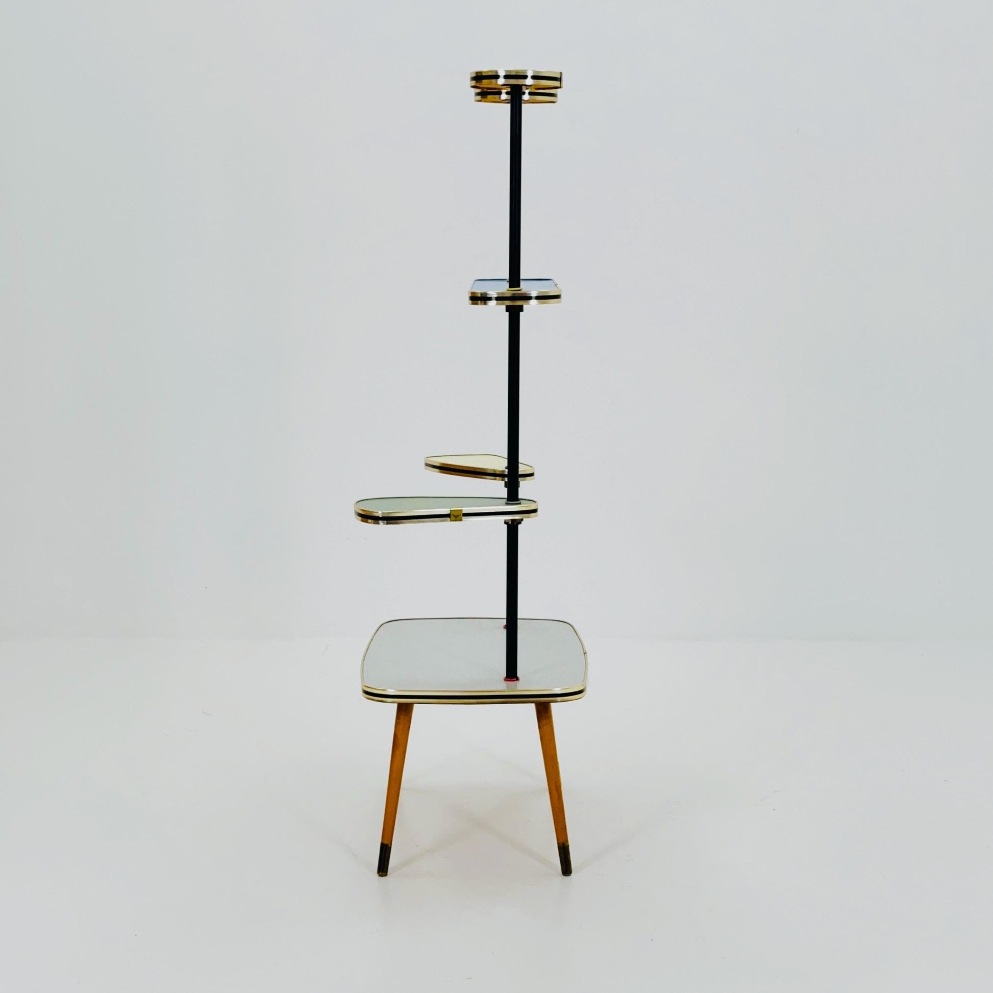 Rare Large German Plant Stand, Colorful Vintage Mid-Century Minimalist Indoor Plant Stand Side Table Retro flower table, 1950s Germany