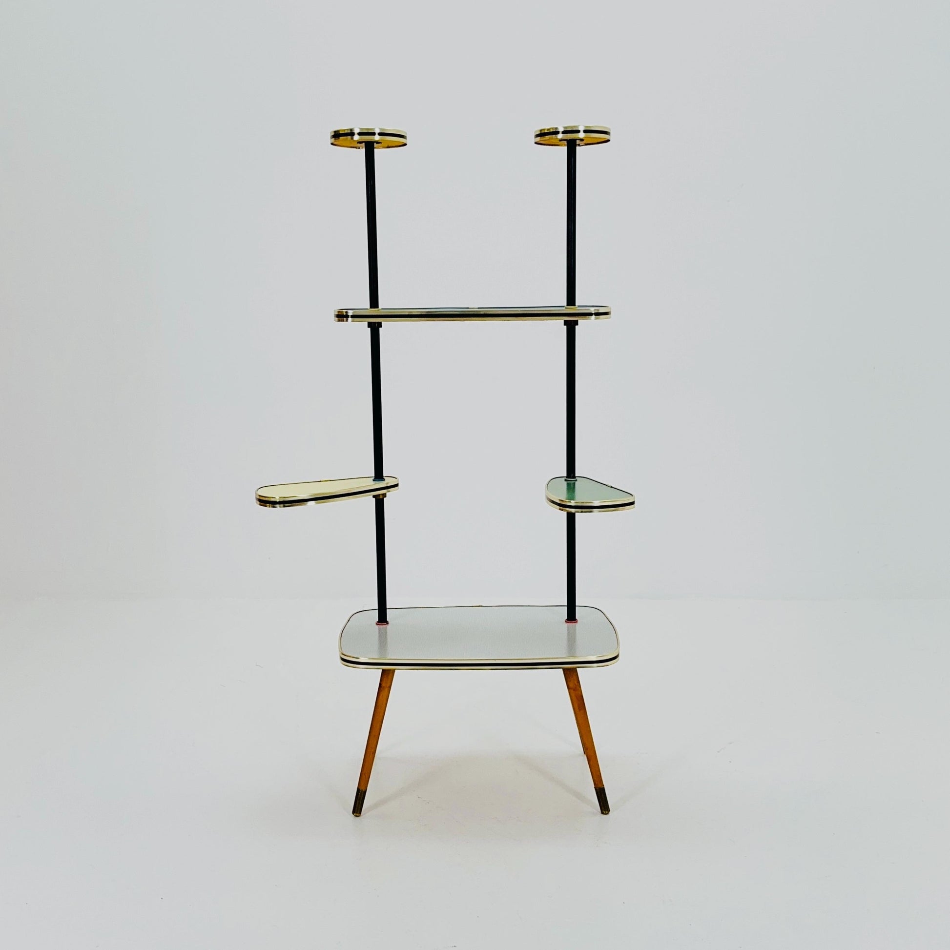 Rare Large German Plant Stand, Colorful Vintage Mid-Century Minimalist Indoor Plant Stand Side Table Retro flower table, 1950s Germany