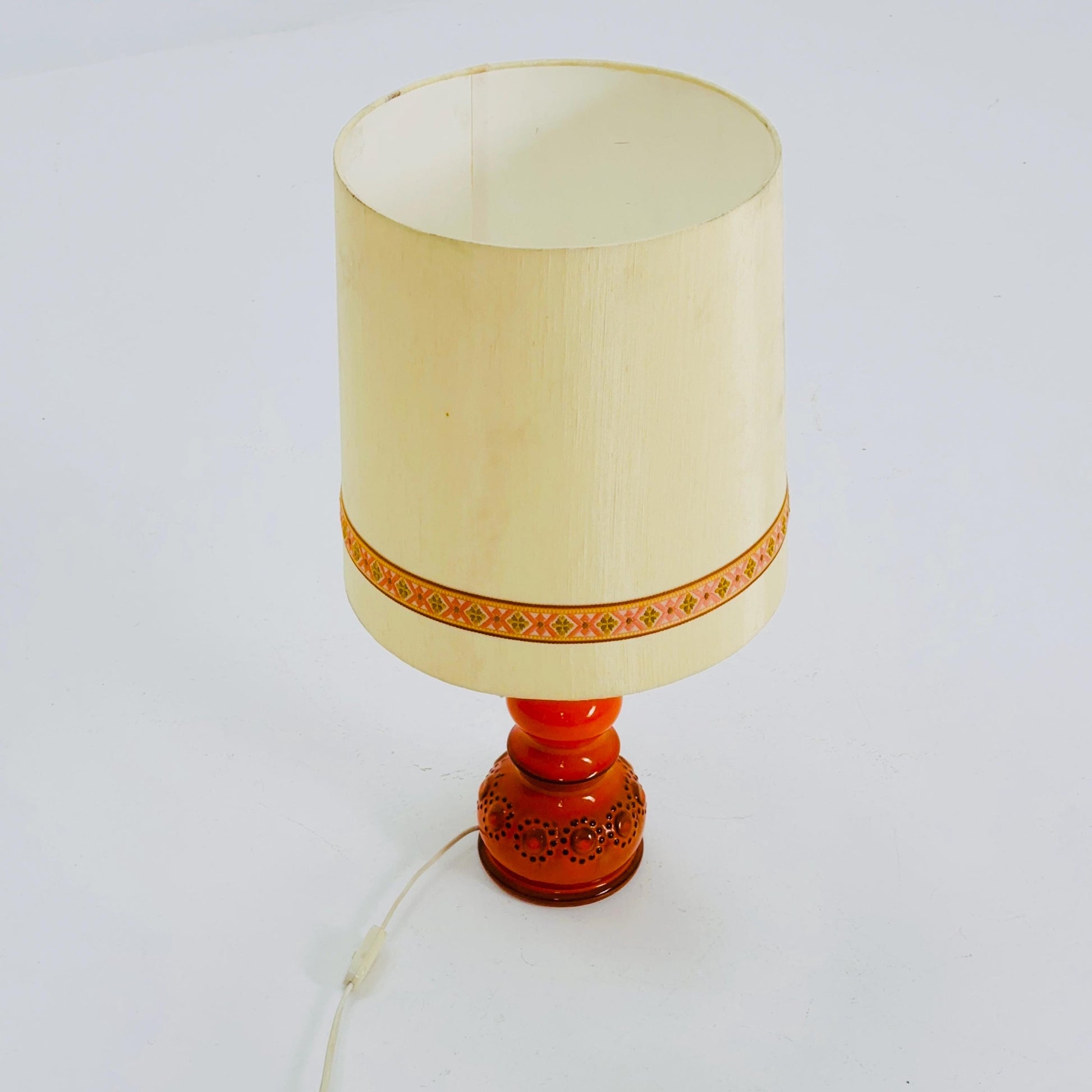Mid century Orange Beige Ceramic handmade table - Buffet lamp 1960s Germany