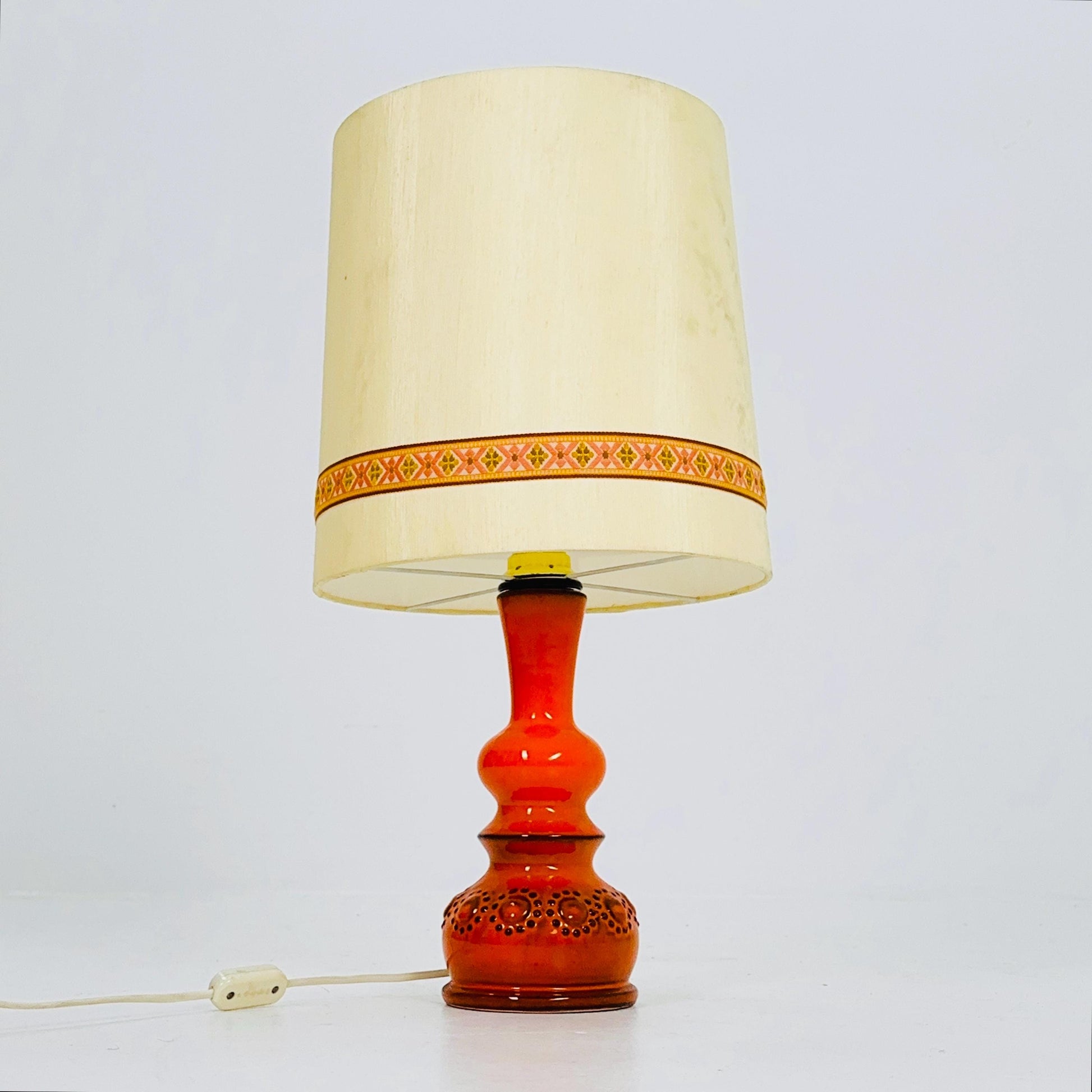 Mid century Orange Beige Ceramic handmade table - Buffet lamp 1960s Germany