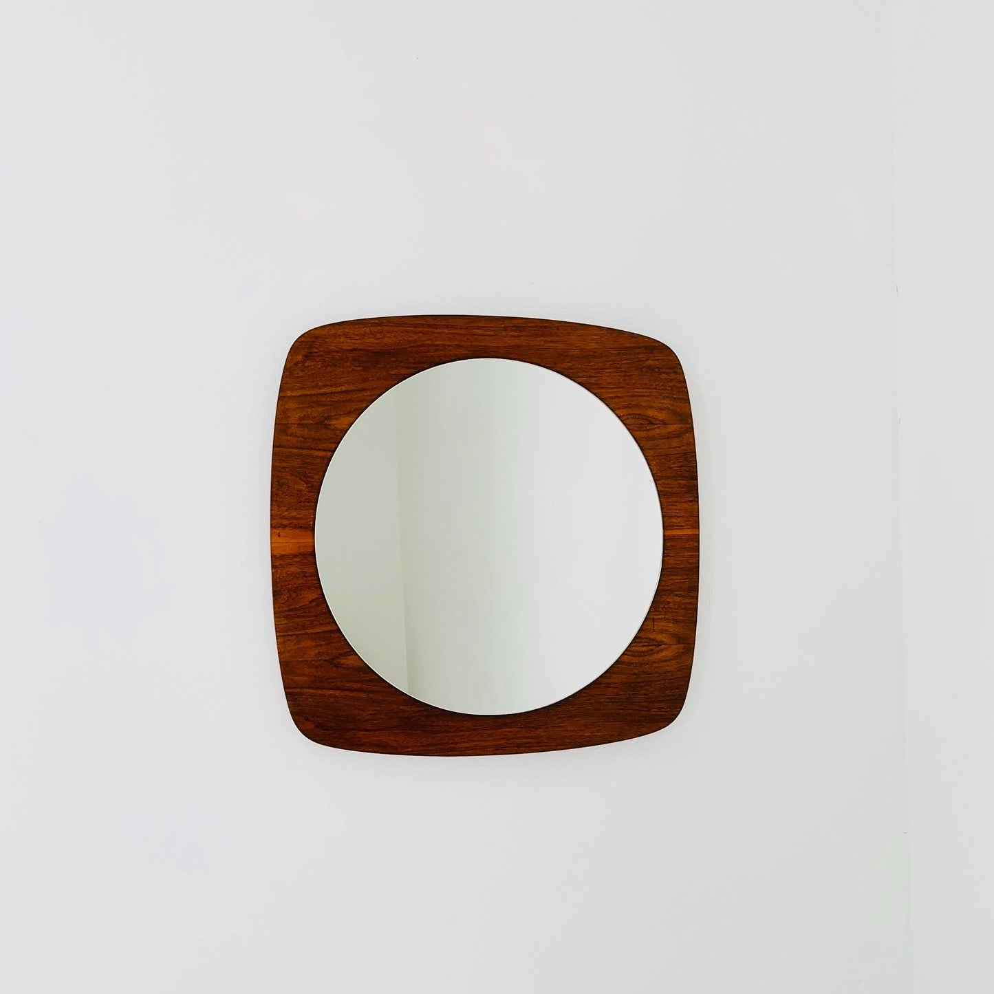 Mid-century Modern rare square wall-mounted mirror By Aksel Kjersgaard , Danish 1960s