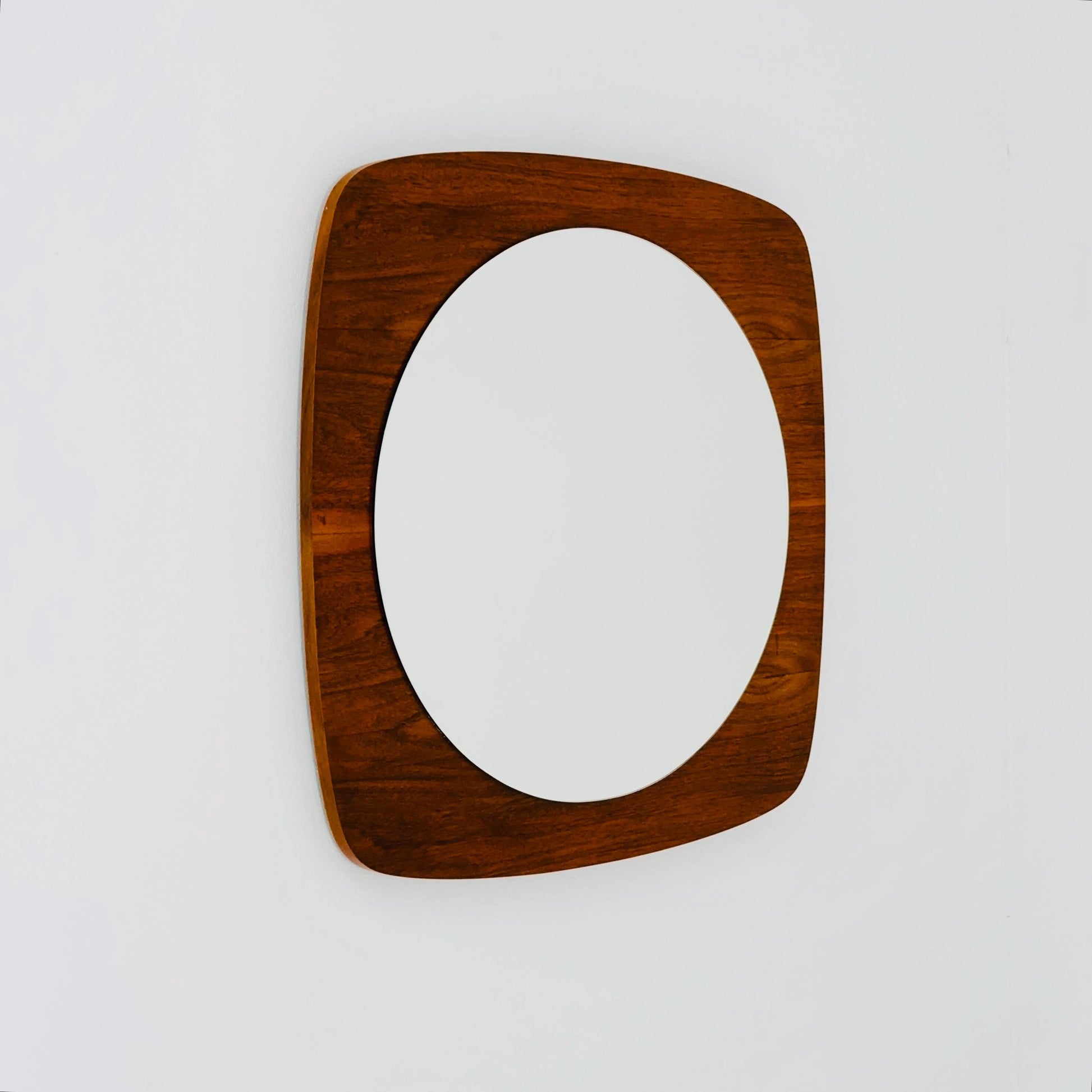 Mid-century Modern rare square wall-mounted mirror By Aksel Kjersgaard , Danish 1960s