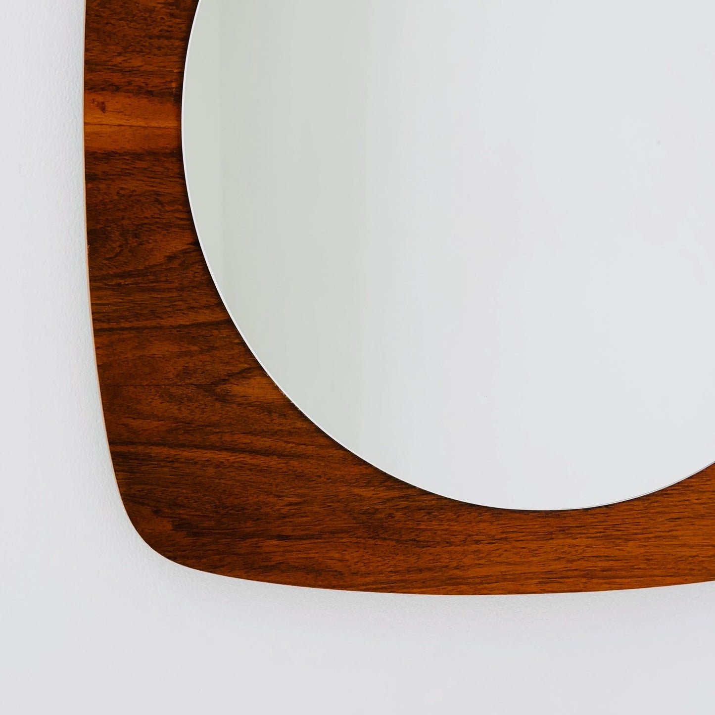 Mid-century Modern rare square wall-mounted mirror By Aksel Kjersgaard , Danish 1960s