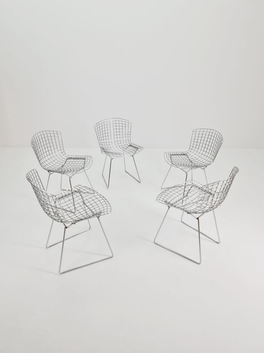 Mid century modern ir By Bertoia Harry for Knoll Iconic dining chairs 1960s, Set of 5