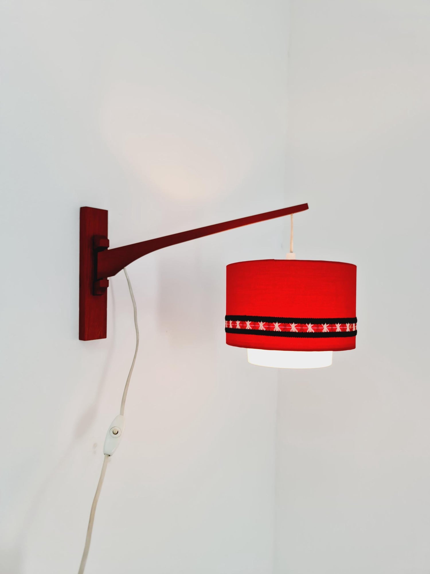 Danish Teak wall Lamp with nice Shade BY ARO Leuchte 1960s