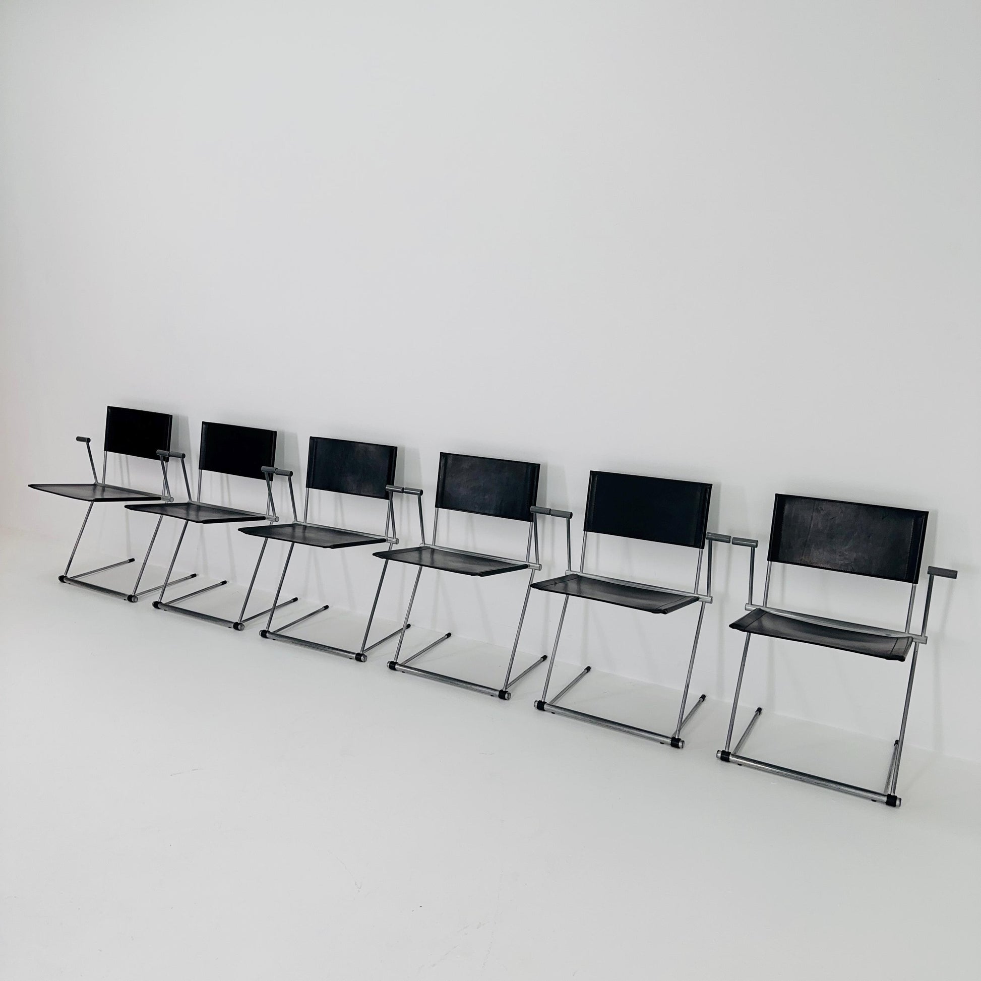 Set of 6 Ballerina Black Dining Chairs by Herbert Ohl for Matteo Grassi, Italy 1980s