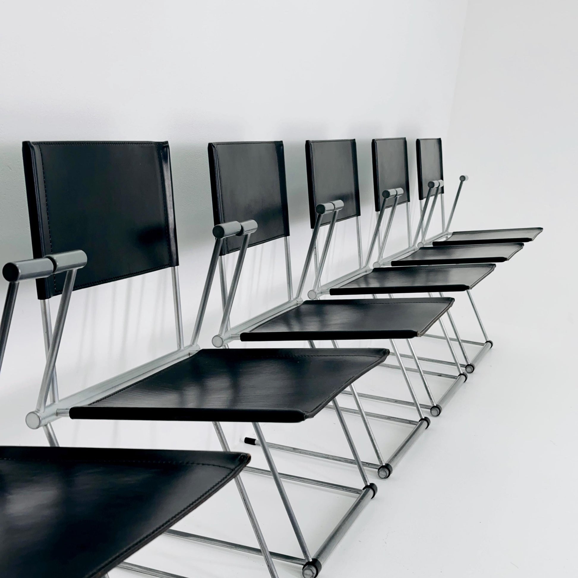 Set of 6 Ballerina Black Dining Chairs by Herbert Ohl for Matteo Grassi, Italy 1980s