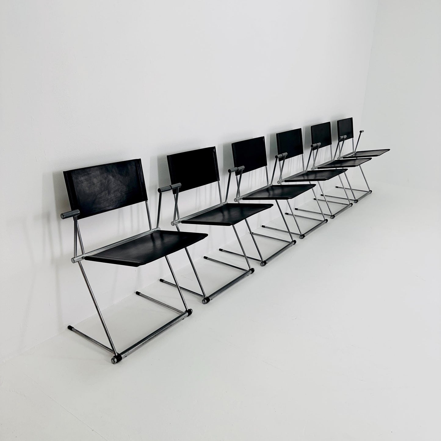 Set of 6 Ballerina Black Dining Chairs by Herbert Ohl for Matteo Grassi, Italy 1980s