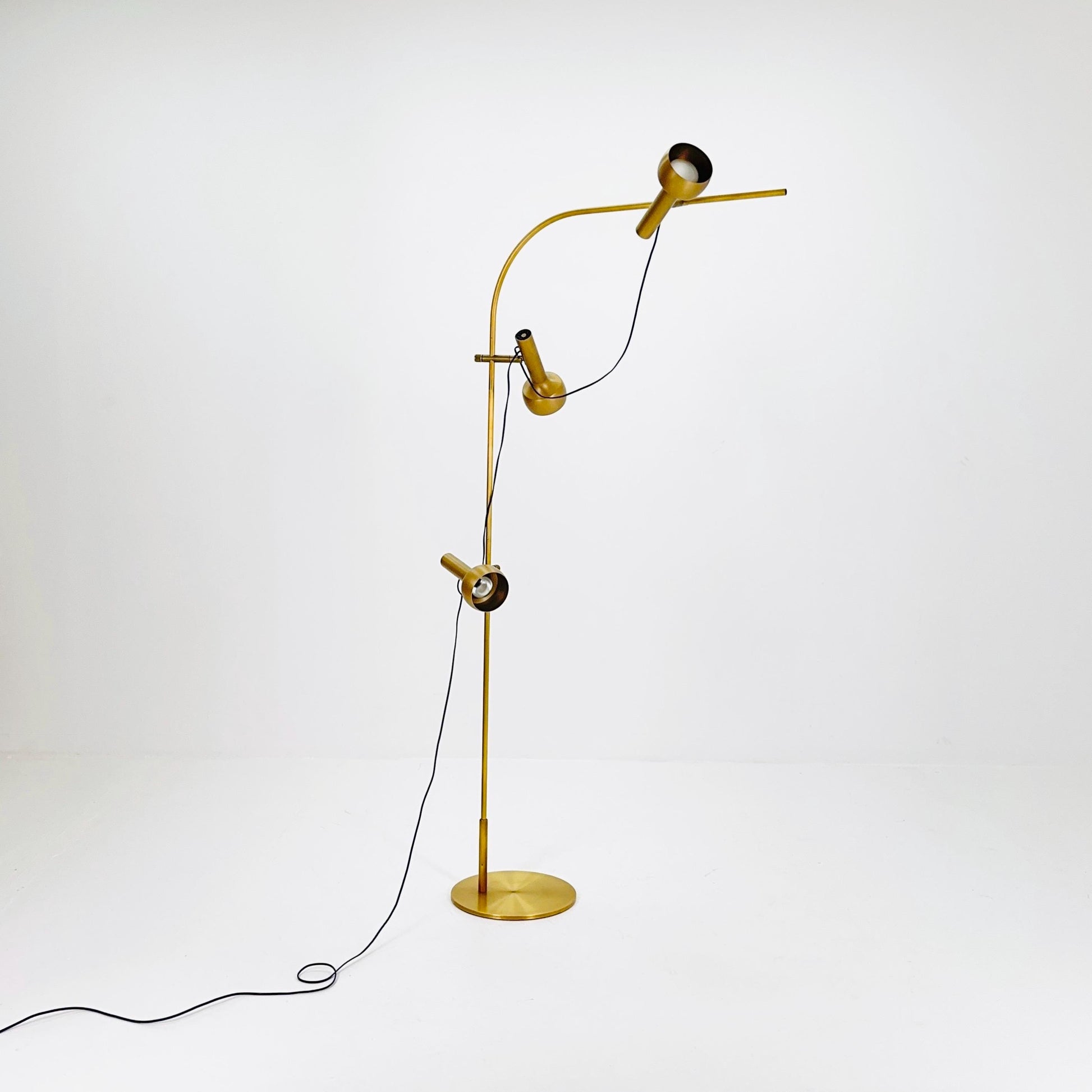 Mid-Century Golden Brass Floor Lamp by V. Frauenknecht for Swisslamps International, 1970s