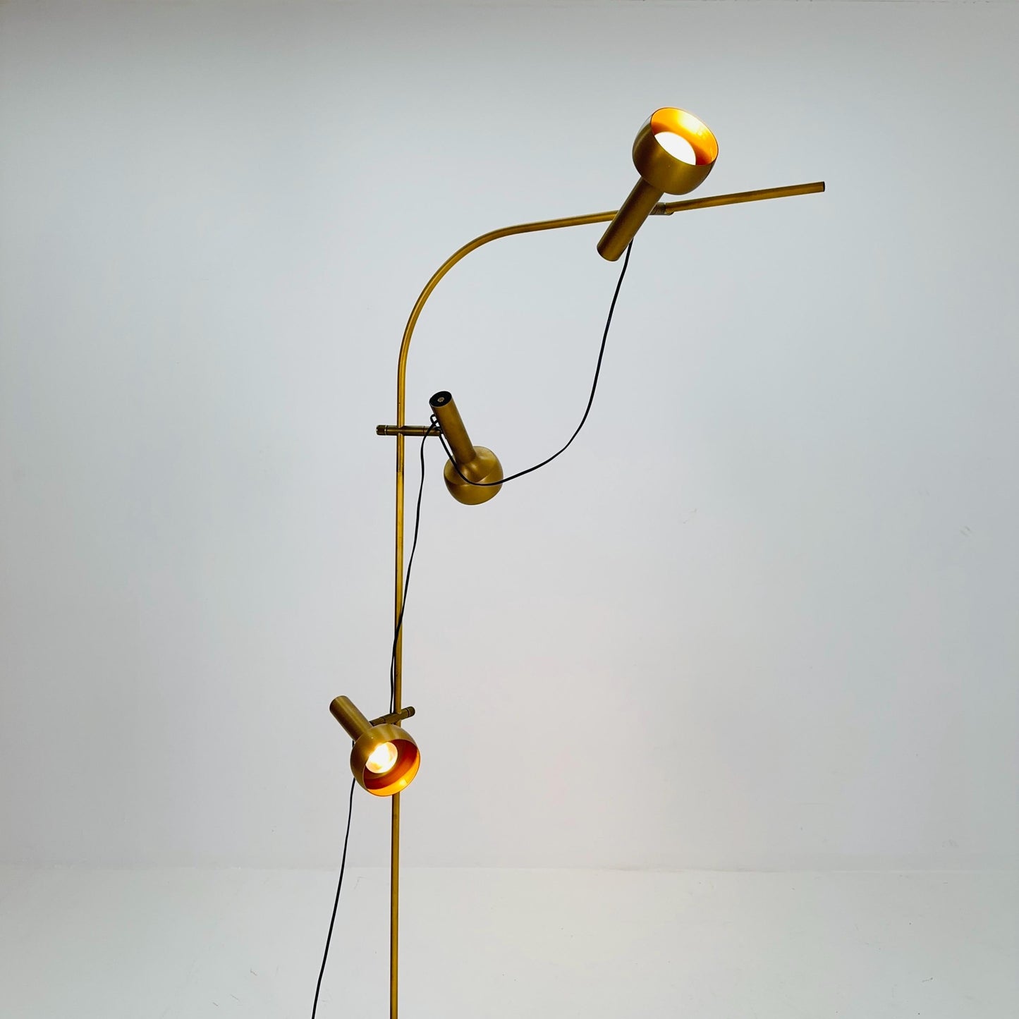 Mid-Century Golden Brass Floor Lamp by V. Frauenknecht for Swisslamps International, 1970s