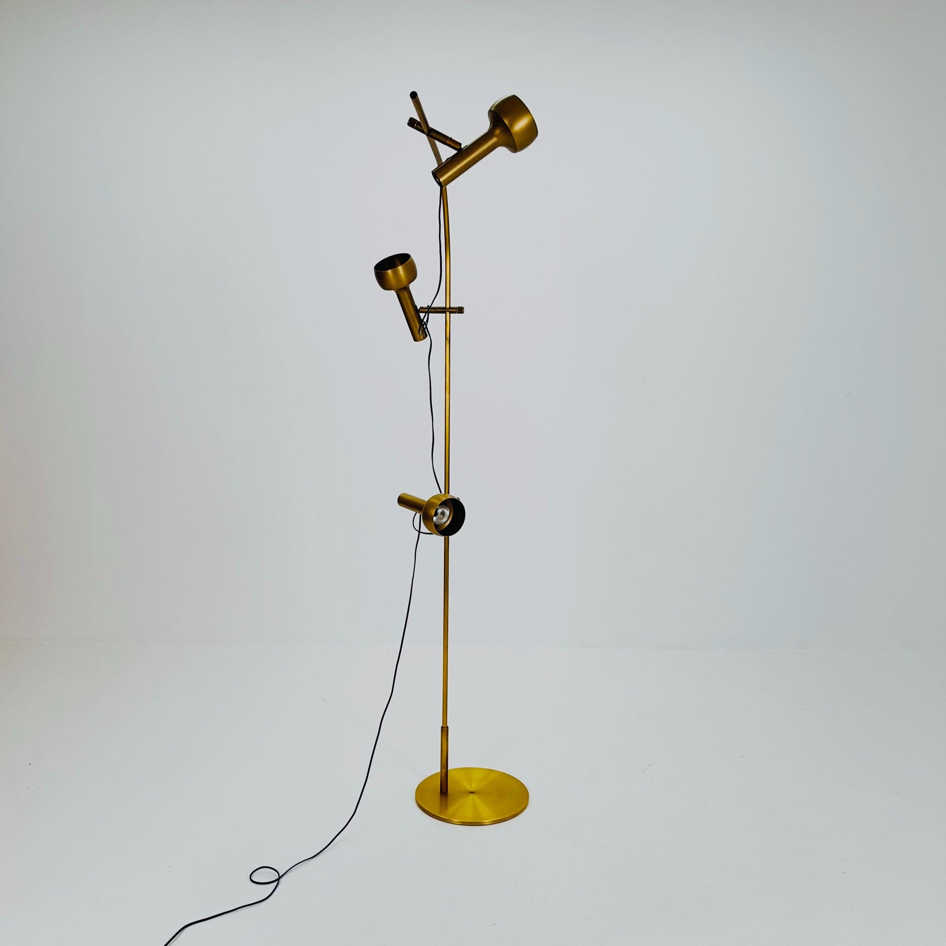 Mid-Century Golden Brass Floor Lamp by V. Frauenknecht for Swisslamps International, 1970s