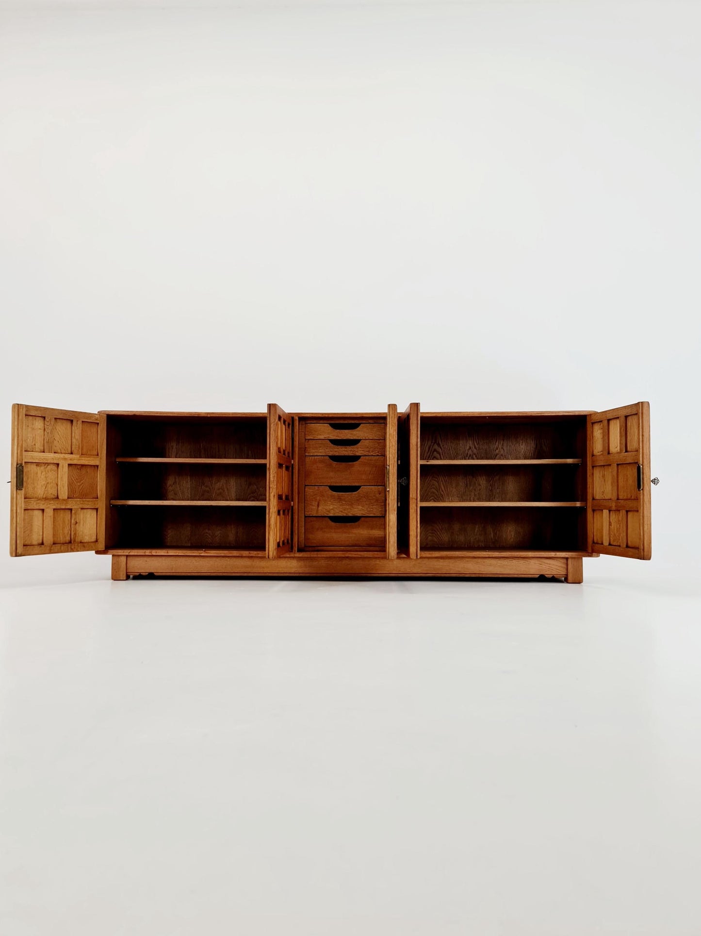 Rare Mid century Spanish Solid oak Brutalist Sideboard ,1960s