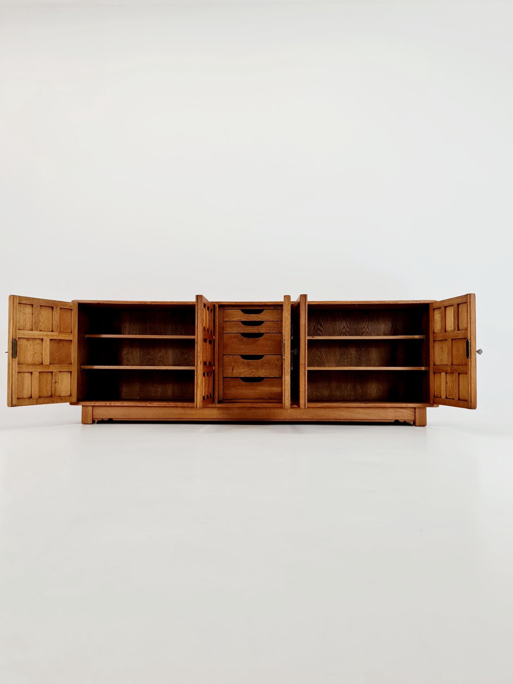Rare Mid century Spanish Solid oak Brutalist Sideboard ,1960s