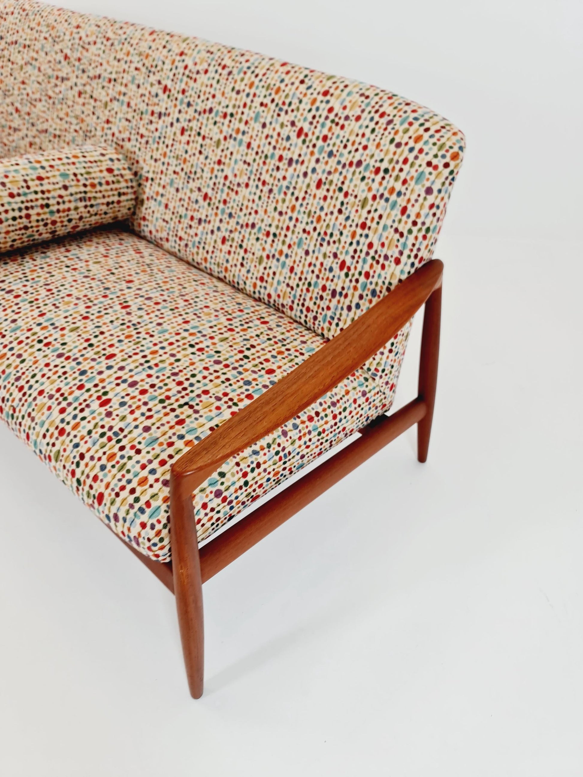 Mid-century Rare German teak lounge sofa 3 -Seater ,Carl Straub for Goldfeder 1960s