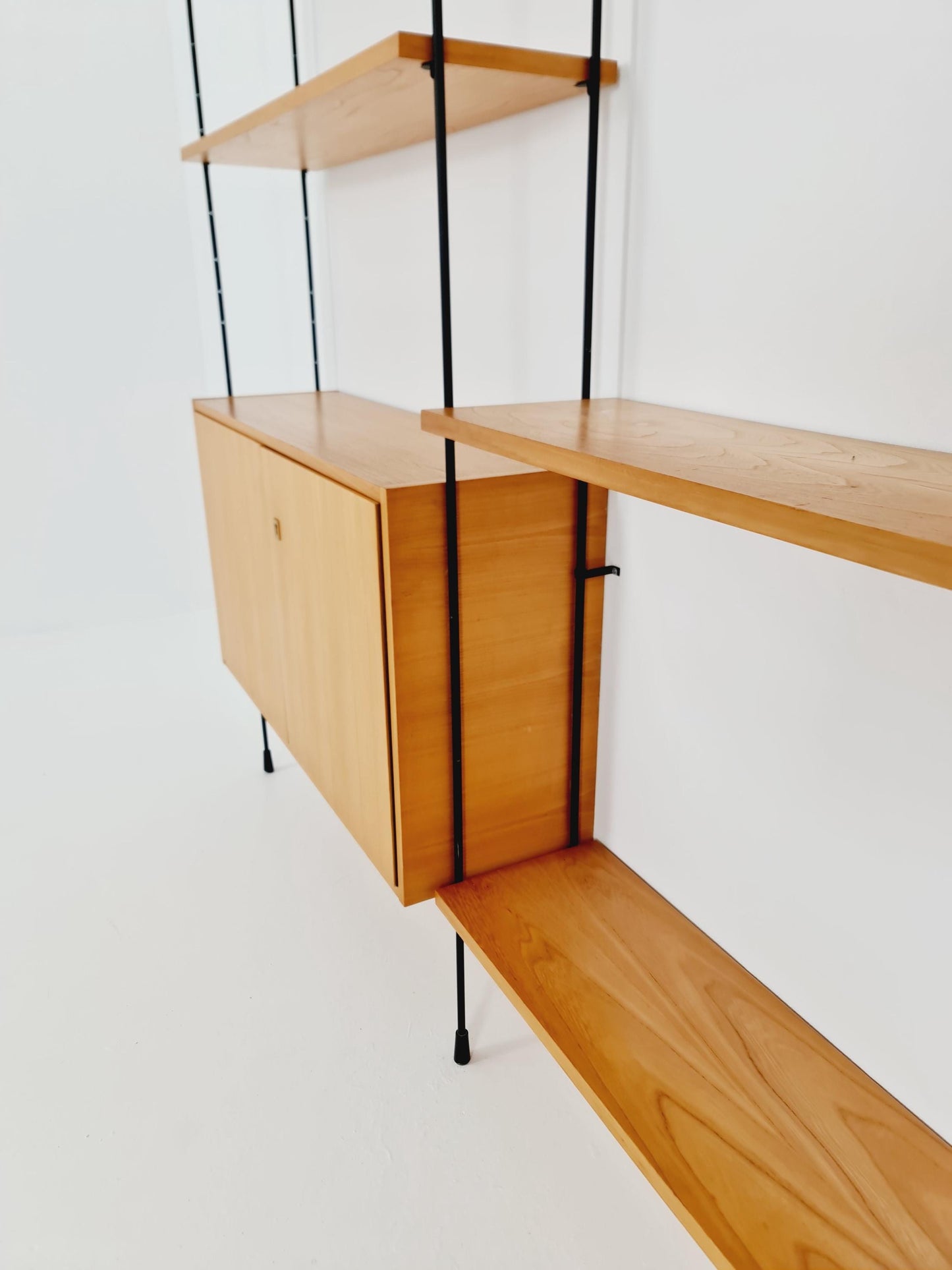 Mid century Ash wall shelving unit by Hilker for Omnia, Germany, 1960s