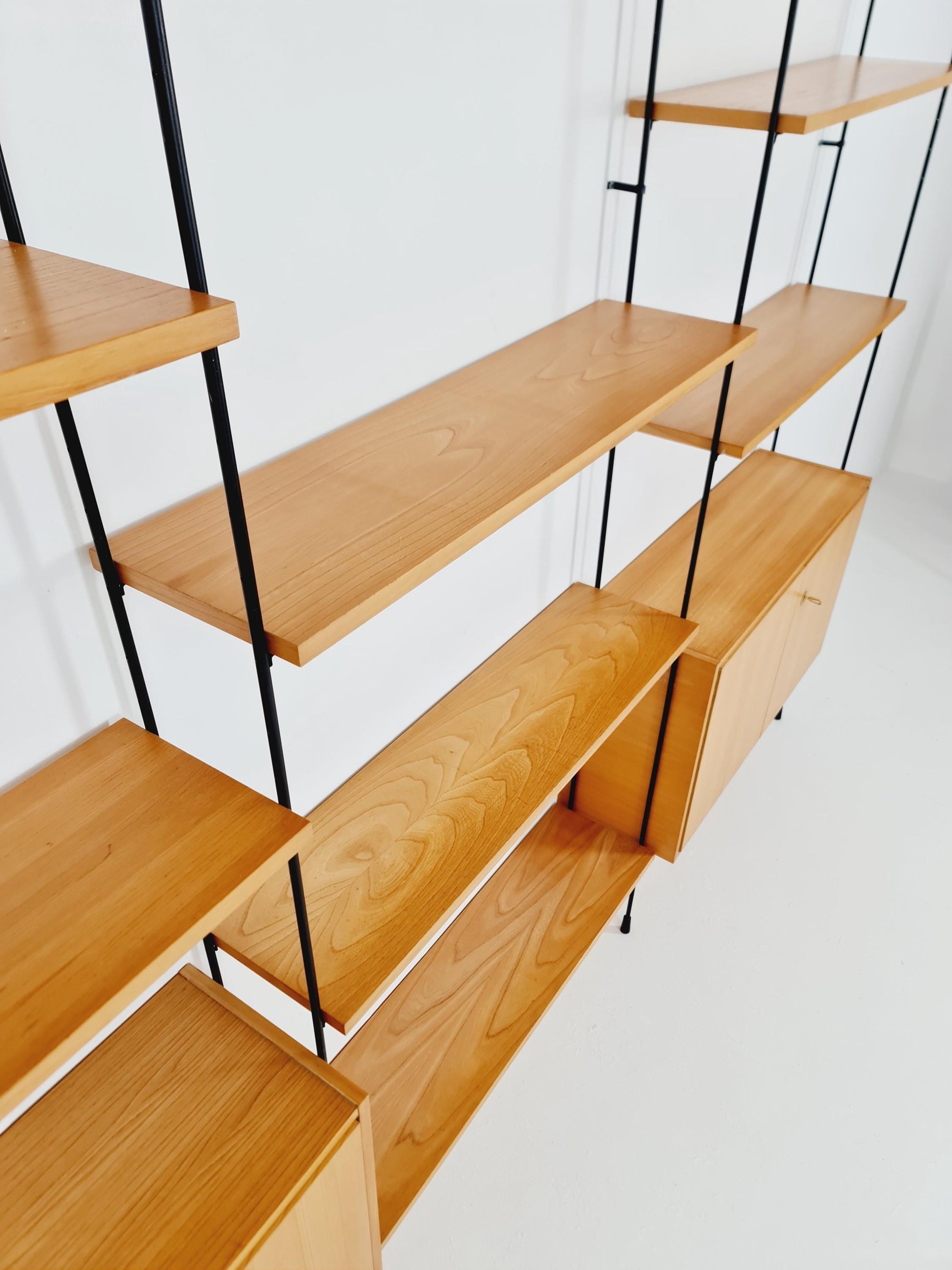 Mid century Ash wall shelving unit by Hilker for Omnia, Germany, 1960s