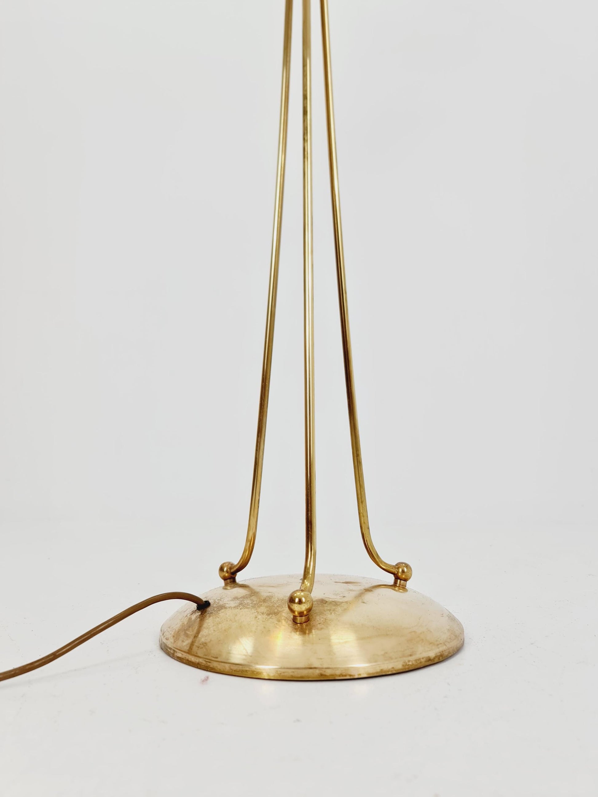 German Modern Colorful three flex arms brass floor lamp, tütenlampe, 1950s