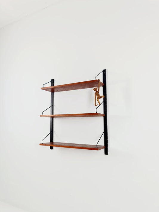 Midcentury Danish Teak Wall-Mounted Shelving Unit, by Royal for Poul Cadovius, 1960s
