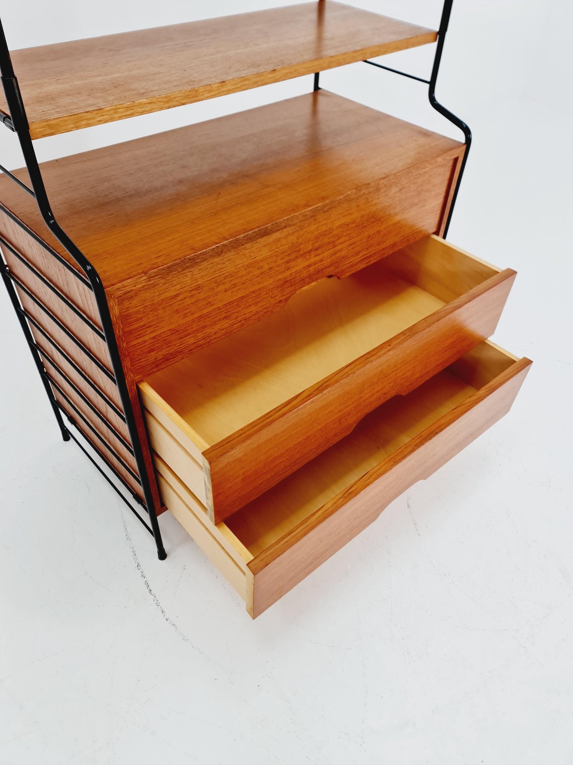 Free standing String shelf-system, bookcase with cabinet teak by WHB Germany, 1950s