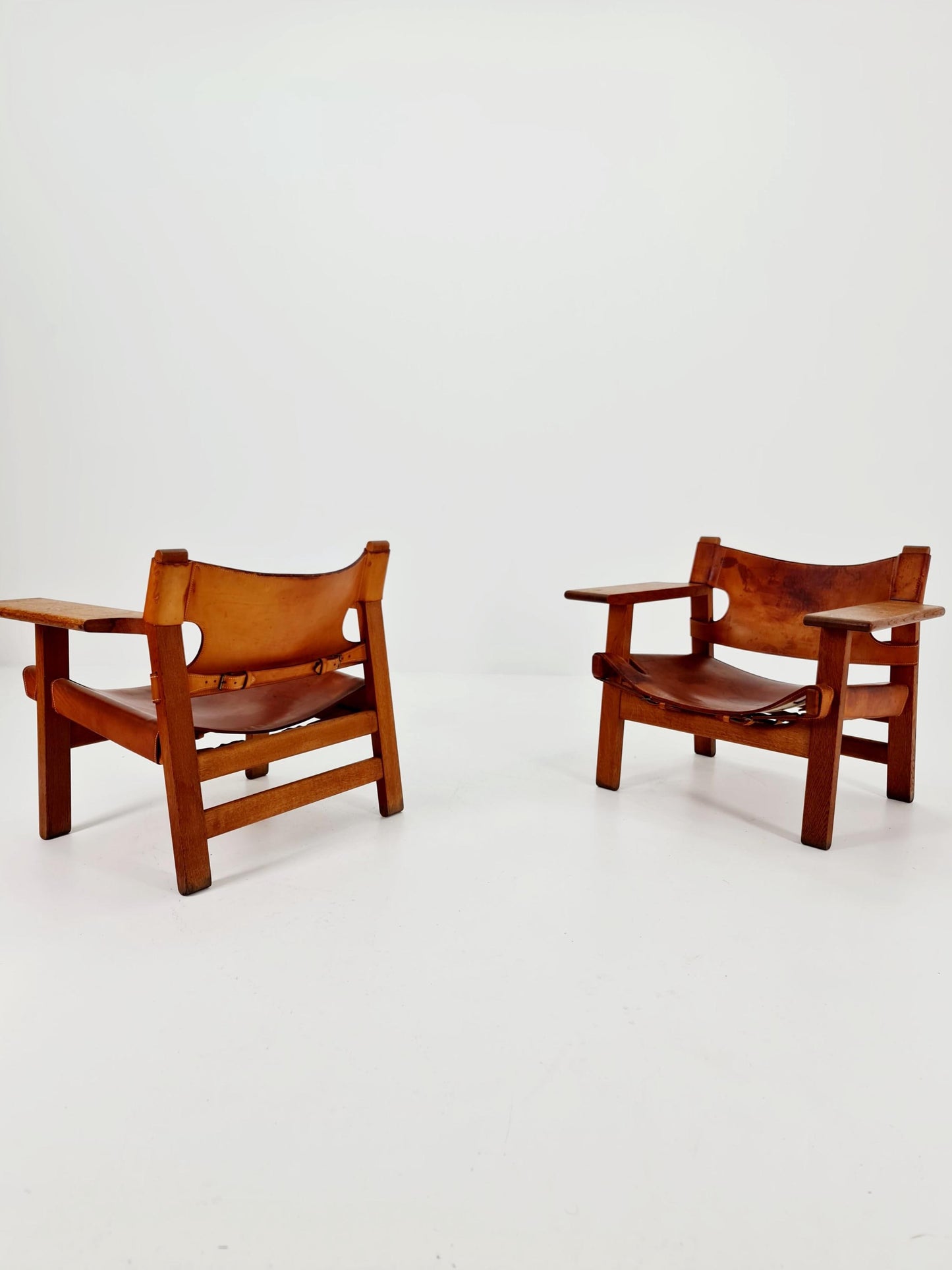 super Rare Mid century Danish easy Canvas lounge chairs by Børge Mogensen For Fredercia stolfabrik , 1950s, Set of 2