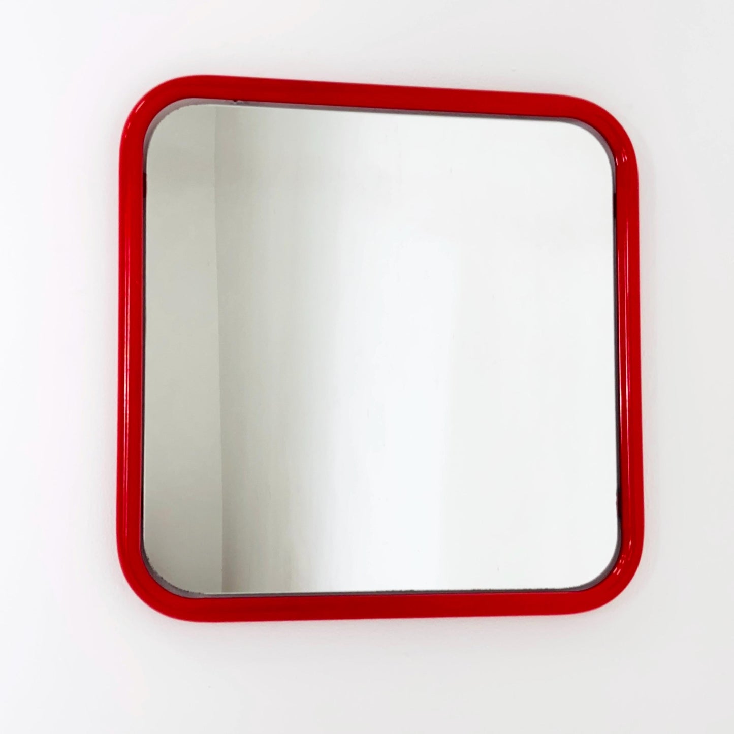 Mid century Space Age Chrom Red Wall Mirror — Germany 1970s