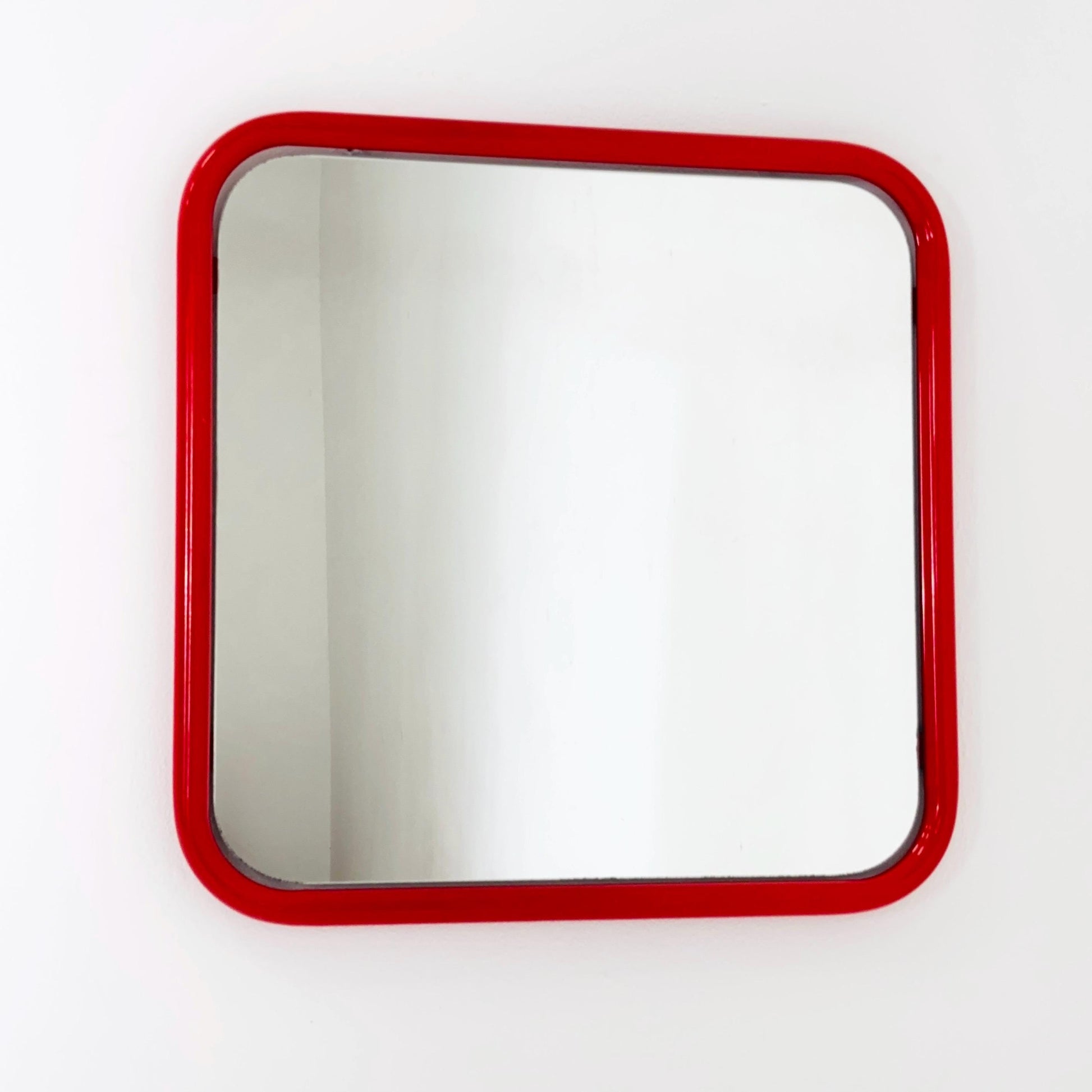Mid century Space Age Chrom Red Wall Mirror — Germany 1970s